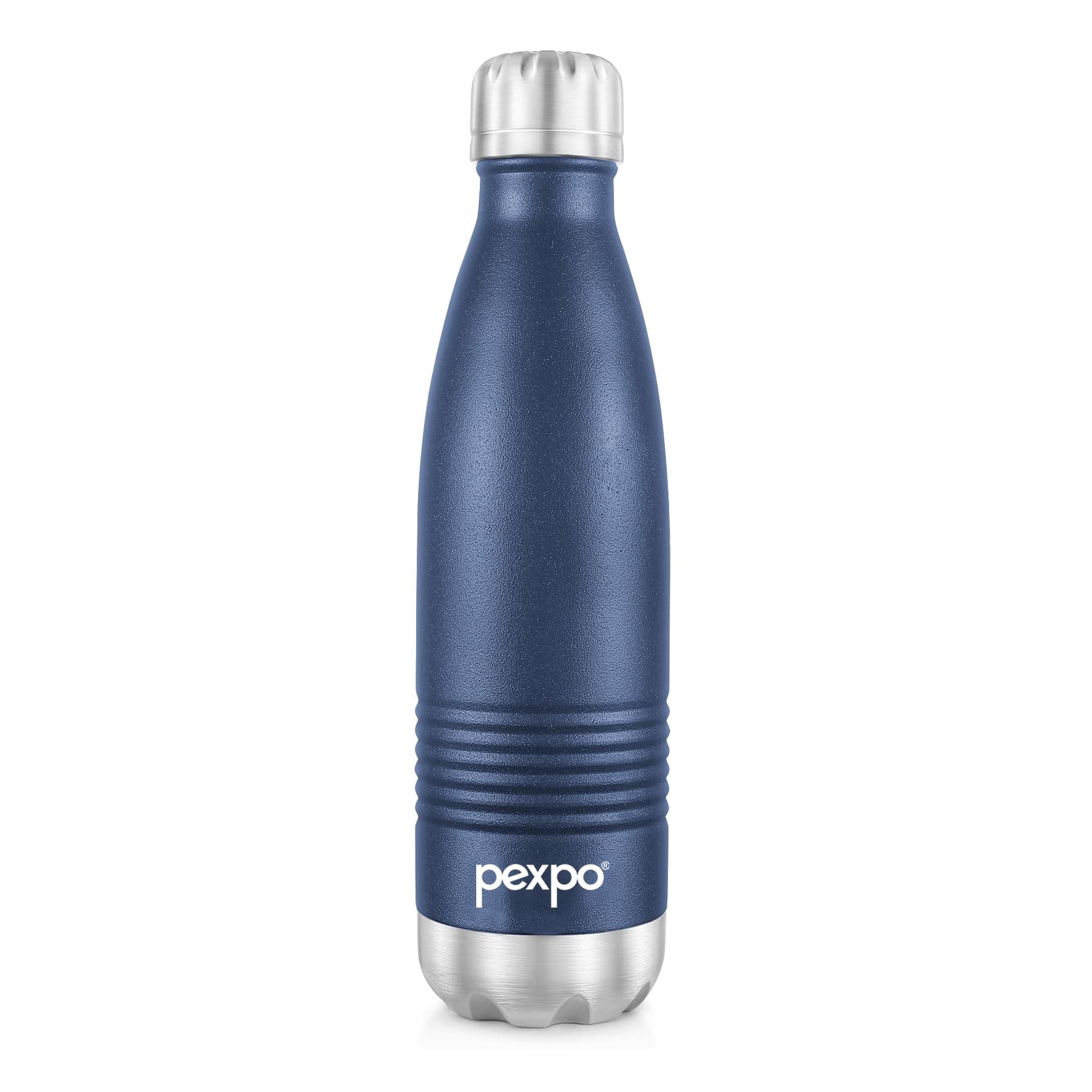 Go24 pexpo Echo Delux Hot & Cold ISI Certified Flask | 500 ml Stainless Steel Water Bottle - Denim Blue | Office Bottle | Workout | Travelling | Home | Adults & Kids