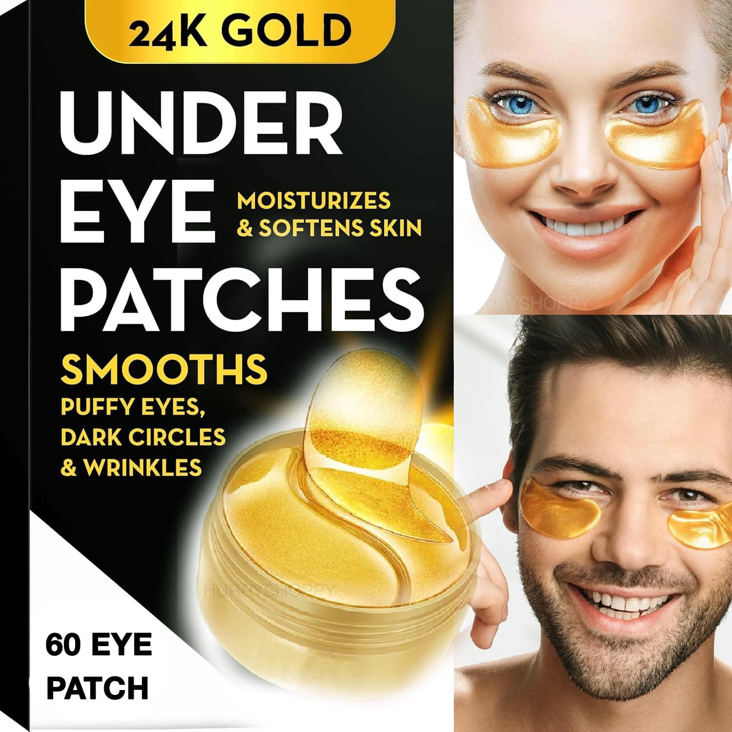 HURRYSHOPPY Under Eye Patch Mask Gel for Dark Circles Removal 24k Gold Dark Circle Spot Eye Cooling Gel Pads Puffy Eyes Remover Relaxing Reduce Bags Puffiness Brighten & Wrinkles Patches for Men Women