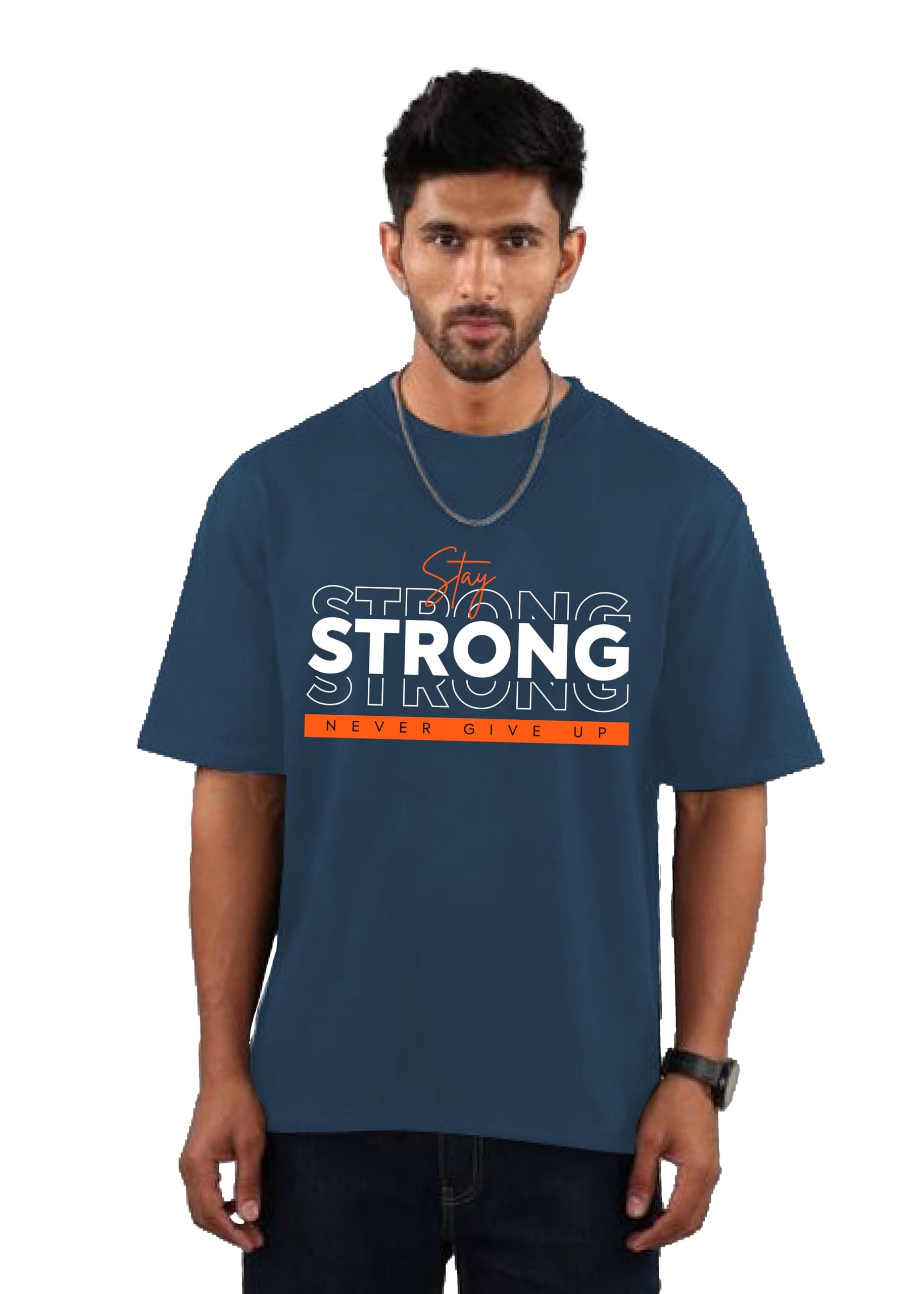 CHKOKKO Men Round Neck Regular Dry Fit Gym Sports T-Shirt Blue XL