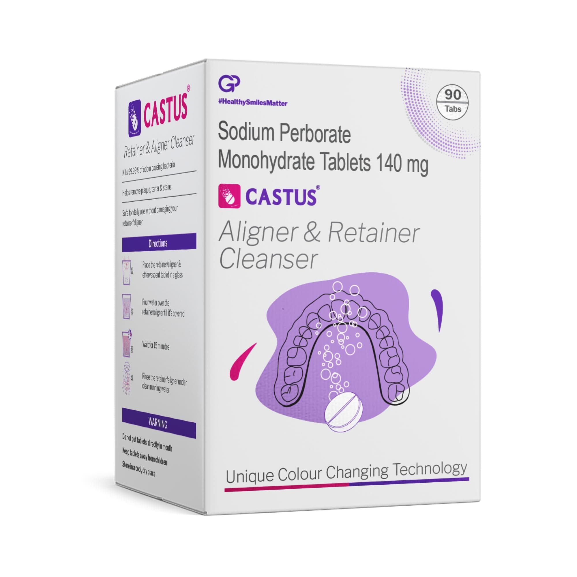 Castus Retainer & Aligner Cleaner Tablets (90 Pack), Doctor Recommended