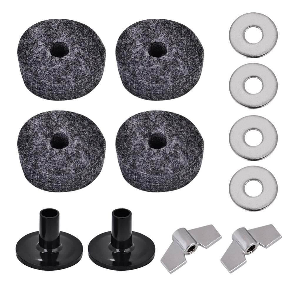 Dilwe 2Pcs Drum Cymbal Sleeve + 4Pcs 4cm Drum Cymbal Felt Washer + 2Pcs Wing Nut + 4Pcs Metal Pad Set