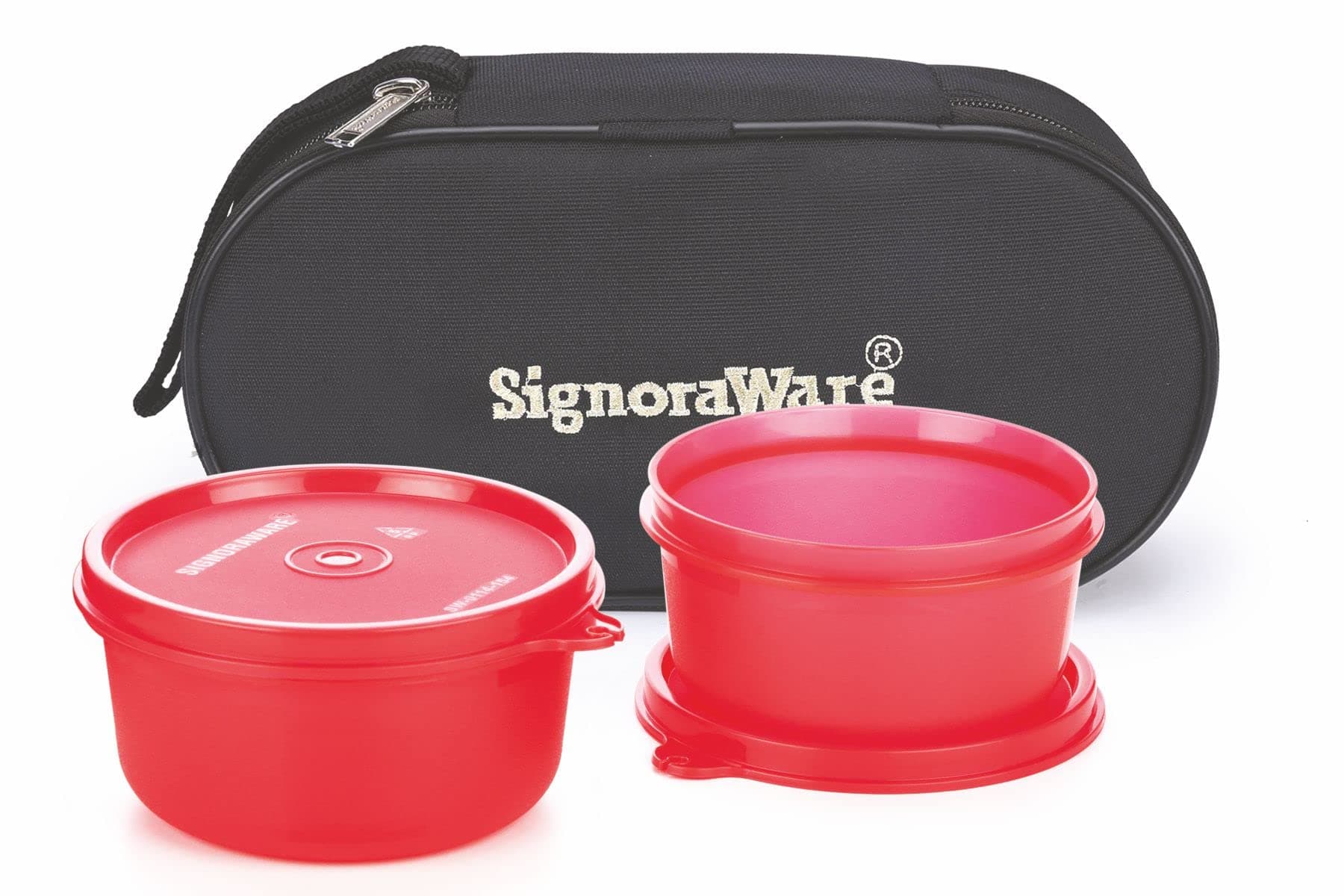 Signoraware Mid-Day Lunch Box with Bag, Deep Red