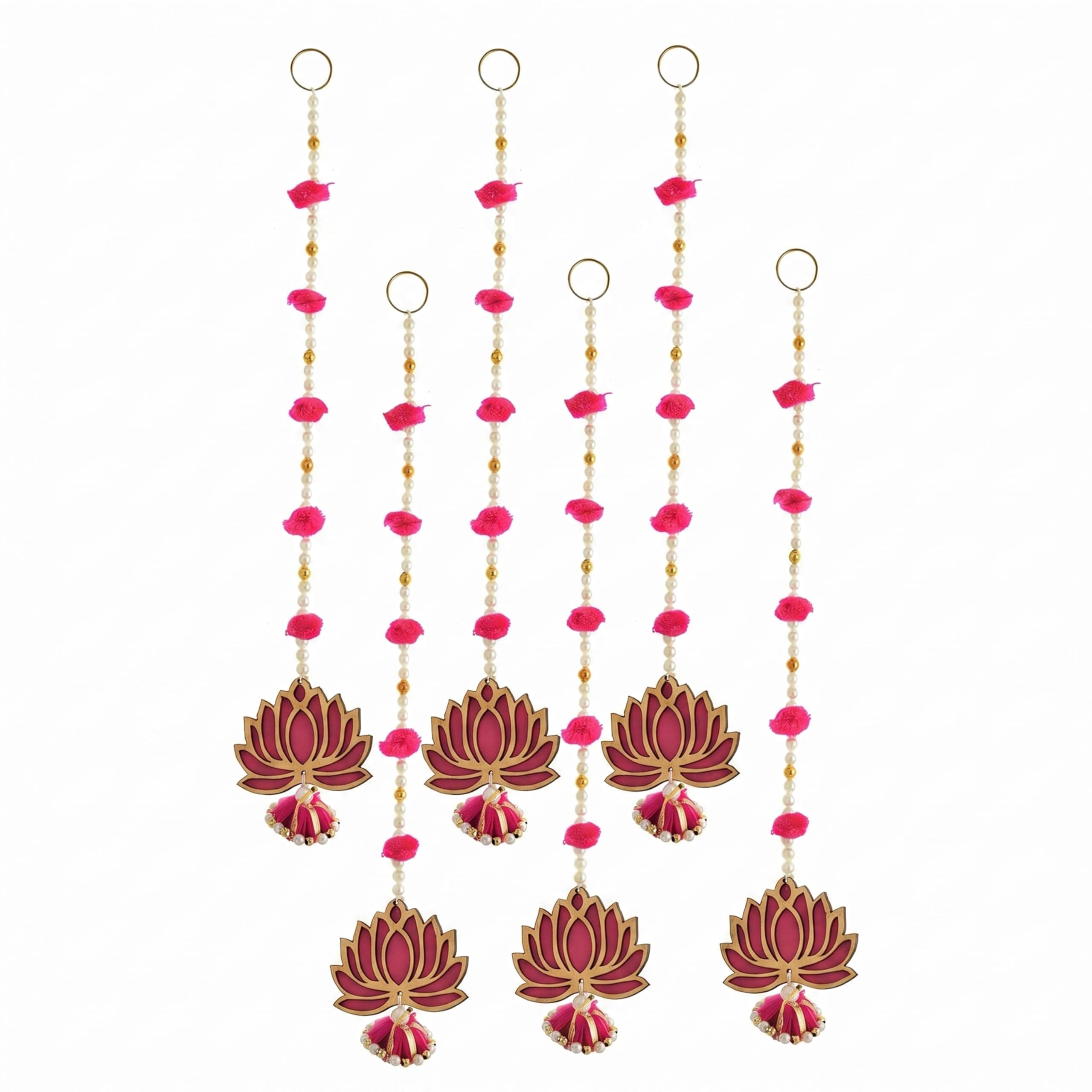 Sanvatsar Home Pink Lotus Hanging | Diwali Showpiece Gift, Corporate Gift, Diwali Decoration, Home Decoration, Set of 6