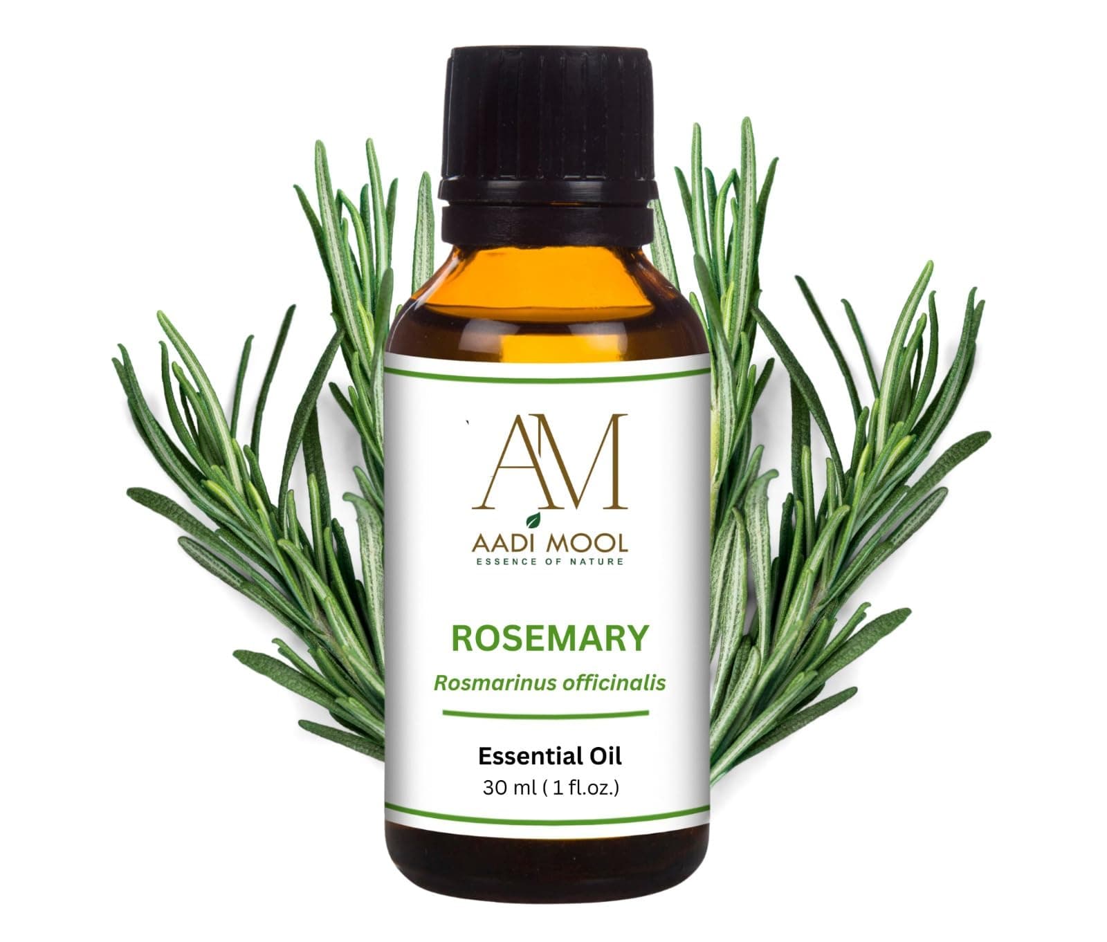 Aadi Mool Rosemary Essential Oil | 100% Pure & Natural, Undiluted | Rosemary Oil for Hair, Scalp & Skin Care, Aromatherapy, Diffuser, Massage, Bath & DIY Hair Care | 30ml