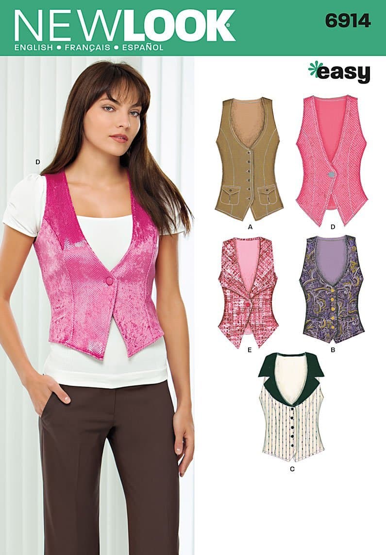 New Look Sewing Pattern 6914 Misses Tops, Size A (4-6-8-10-12-14-16)