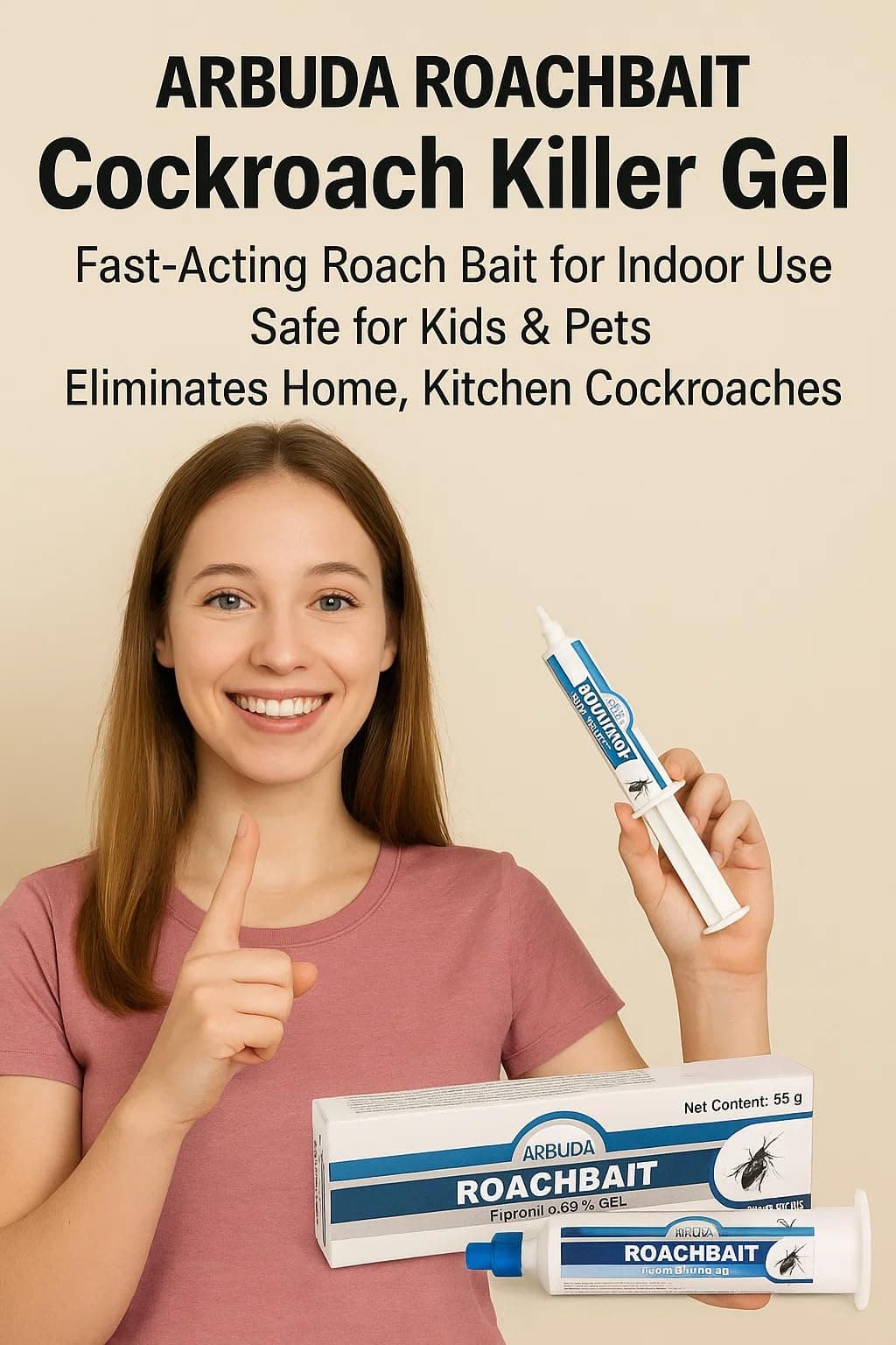 Arbuda Roachbait Cockroach Killer Gel - Fast-Acting Roach Bait for Indoor Use, Safe for Kids & Pets - Eliminates for Home, Kitchen, Cockroaches - Long-Lasting Protection - 35g Ge