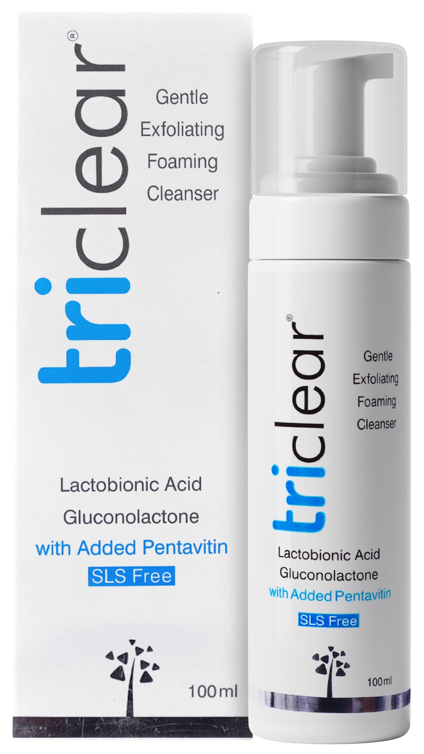 triclear triclear Gentle Foaming Cleanser, Skin Brightening, Cleansing, Anti-Aging, for Sensitive Skin, Soap Free, with Advanced PHAs, (100ml facewash)