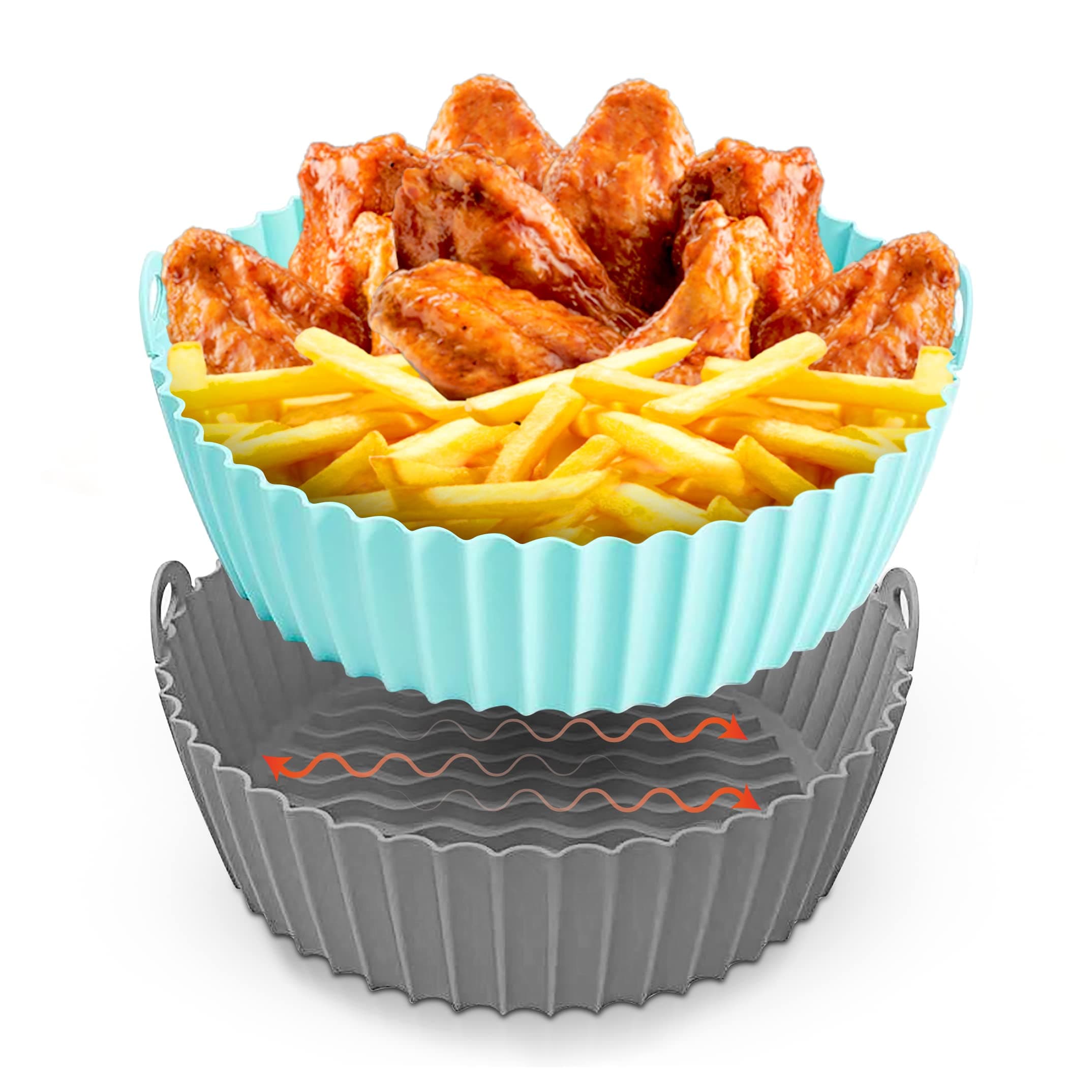 Normace Silicone Air Fryer Liners, 2Pcs 8.5 inch Reusable Non-Stick Air Fryer Basket Oven Accessories