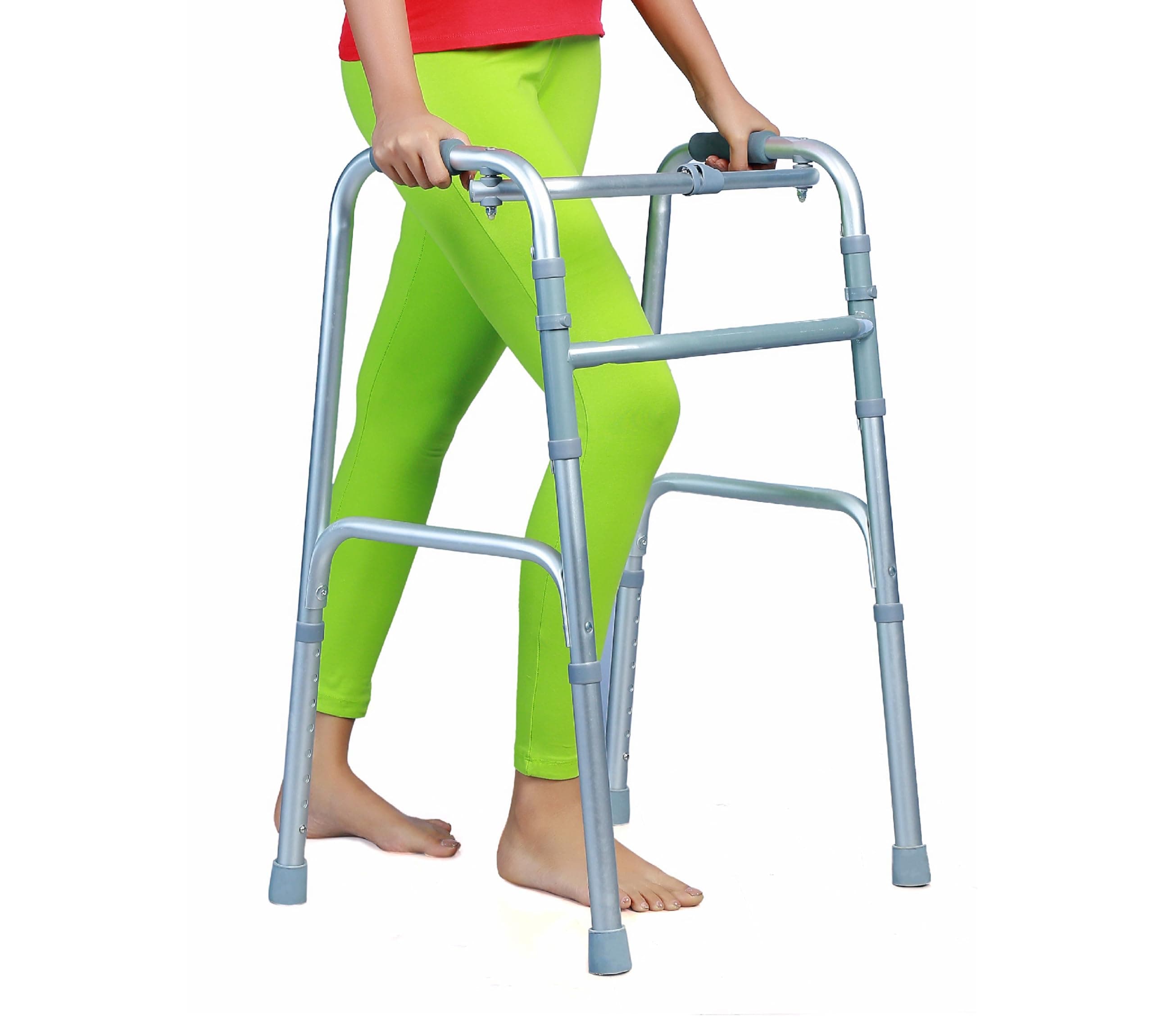 GLORIFIED ORTHO Folding Walker Adjustable Imported Premium Aluminium Frame Light Weight, Walker For Old People & Walker for adults, Height Adjustable Upto 17cm & Weight Capacity Upto 120kg