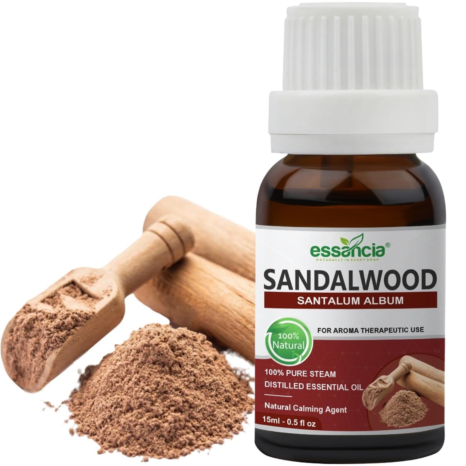 Essancia Soothing Sandalwood Essential Oil for Aroma Therapy, Stress Relief, Relaxation, 100% Pure & Natural, Undiluted Therapeutic Grade (15ml)