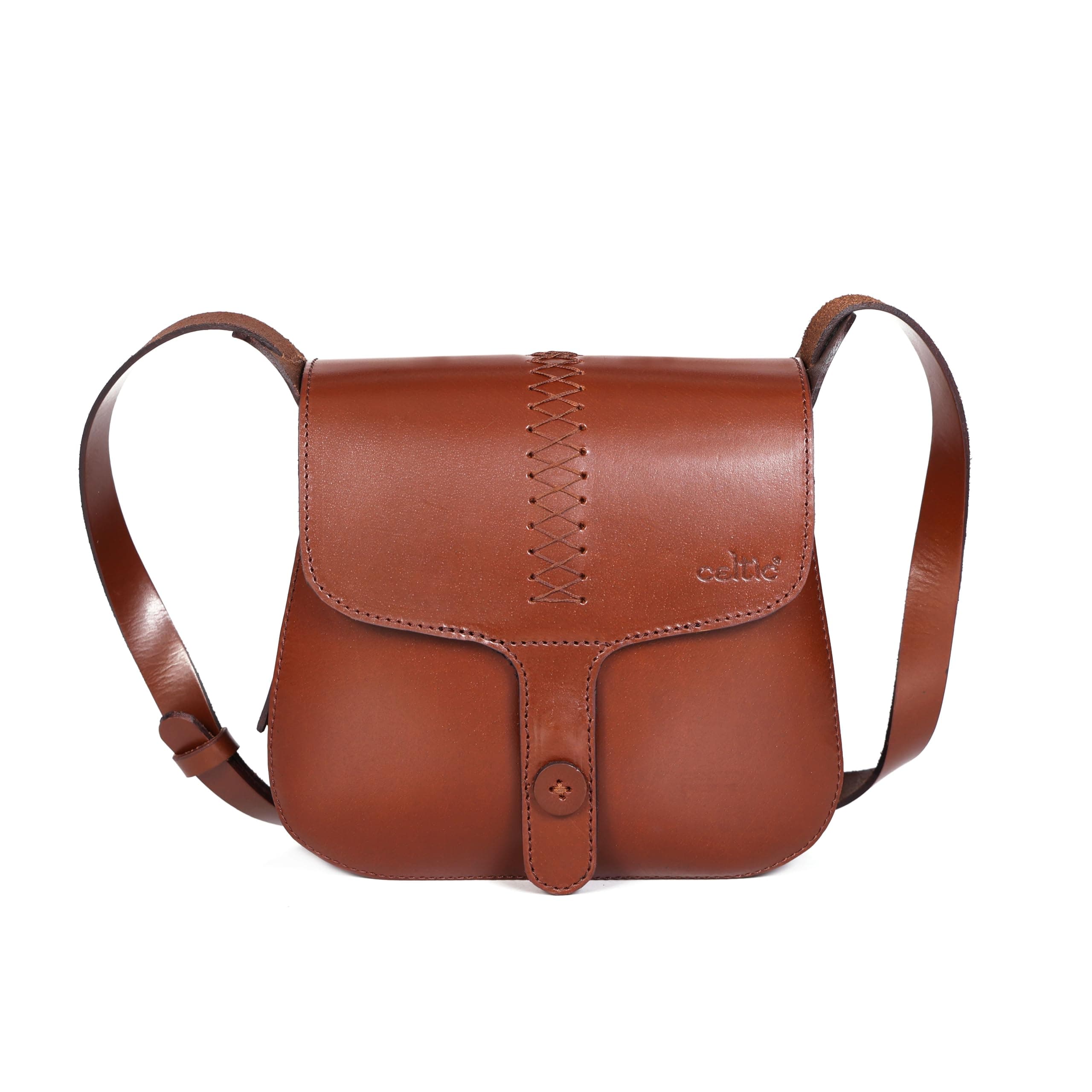 Celtic Women’s Genuine Brown Leather Cross-Body Sling Bag | Adjustable 30 x 10 x 20 cm Shoulder Strap Shoulder Bag for Women and Girls