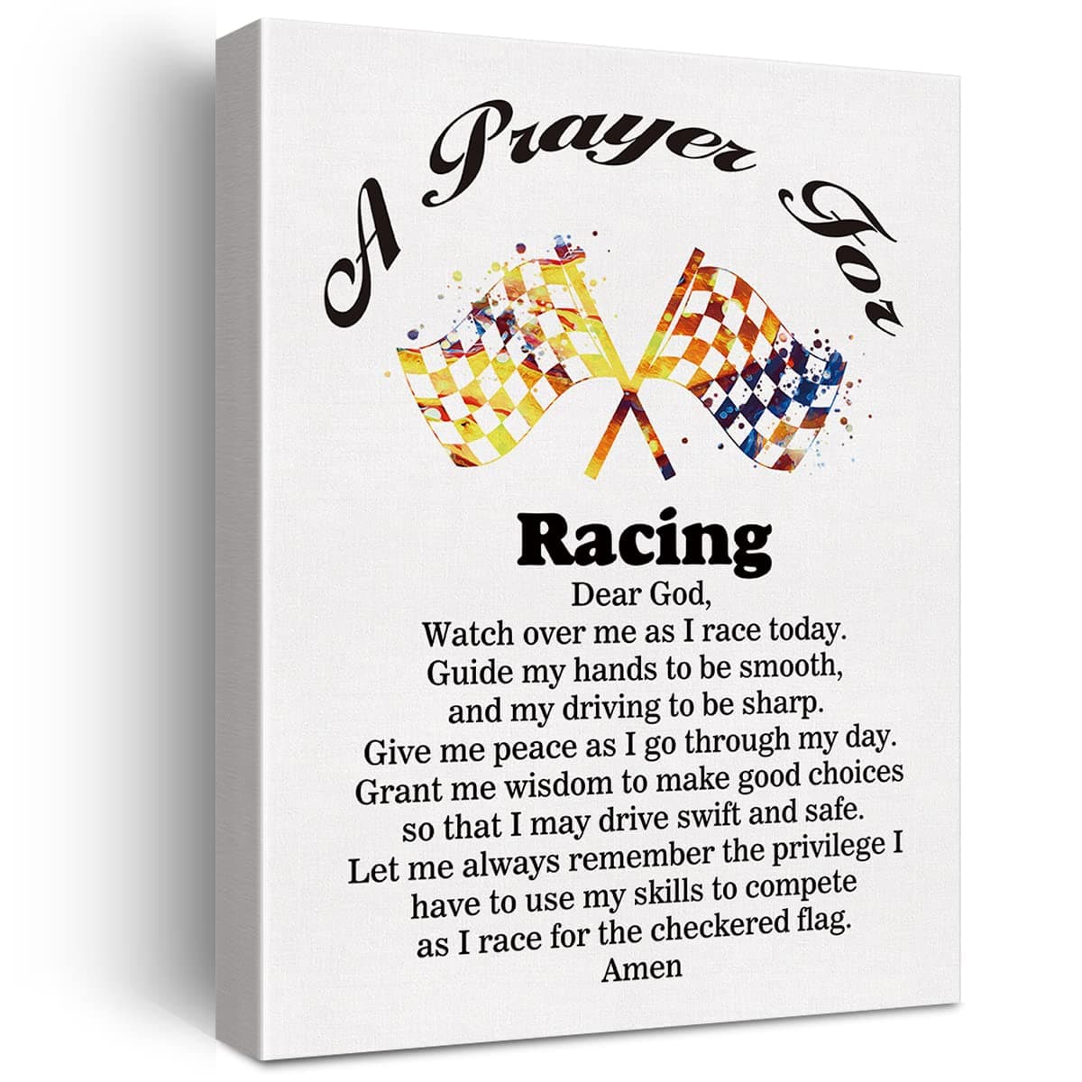 a Racing's Prayer Canvas Home Wall Art Decor Race Driver Gift Painting 12x15 Racing Professionals Poster Framed Ready to Hang