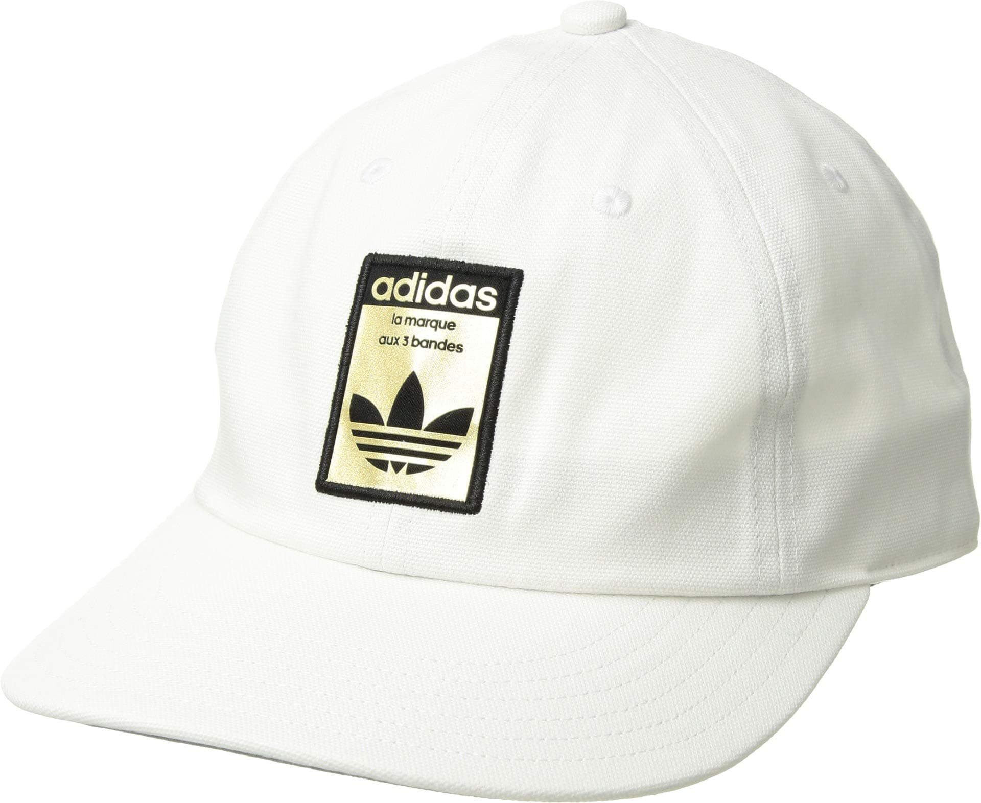 adidas Originals Men's Relaxed Base Strapback Cap, White/Black/Gold, ONE SIZE