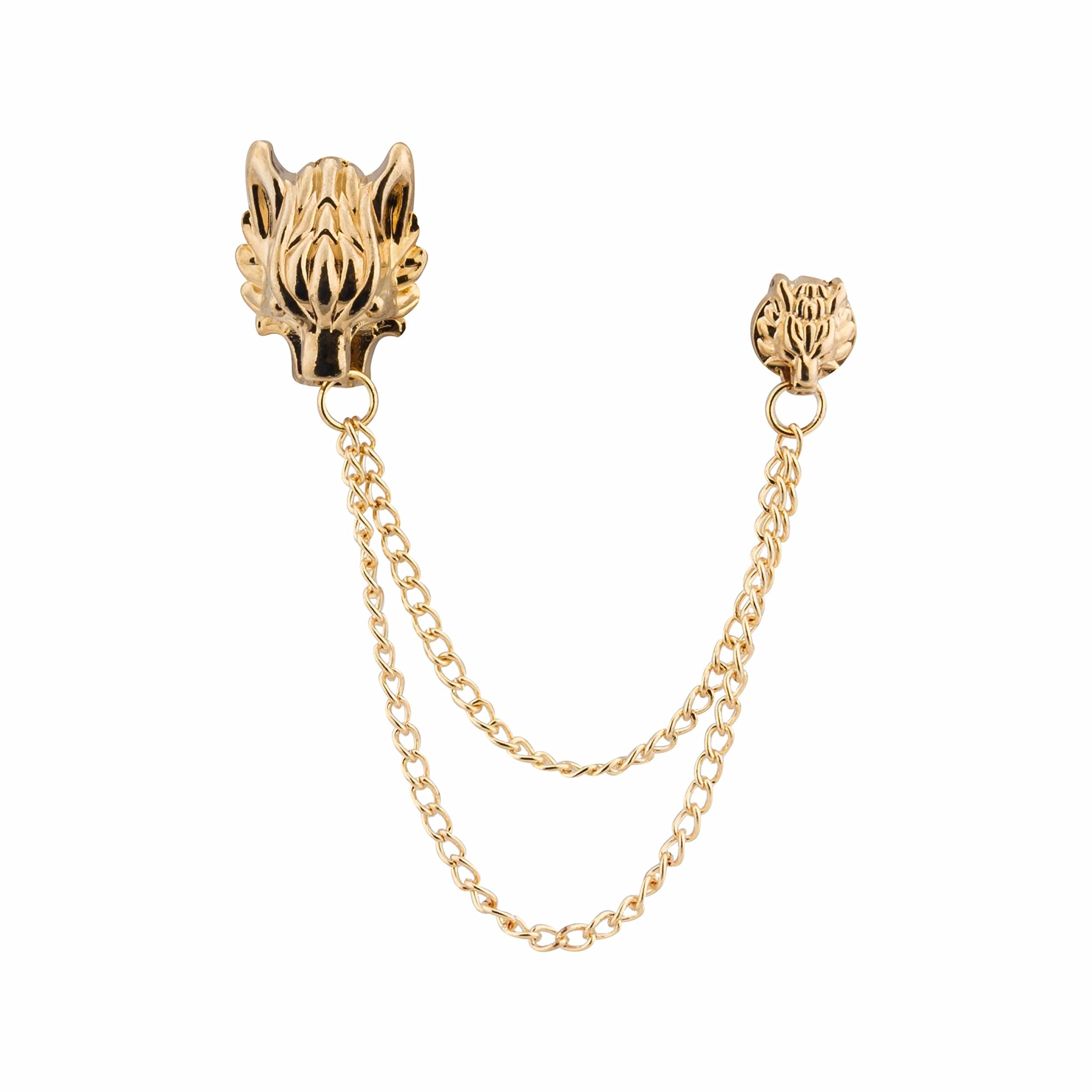 Knighthood Dragon Head with Hanging Tassel Lapel Pin Suit Collar Accessories Brooch for Men