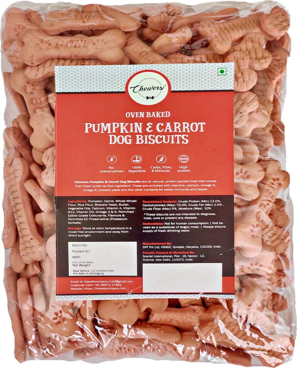 Chewers Pumpkin & Carrot Dog Biscuits, 1 Kg