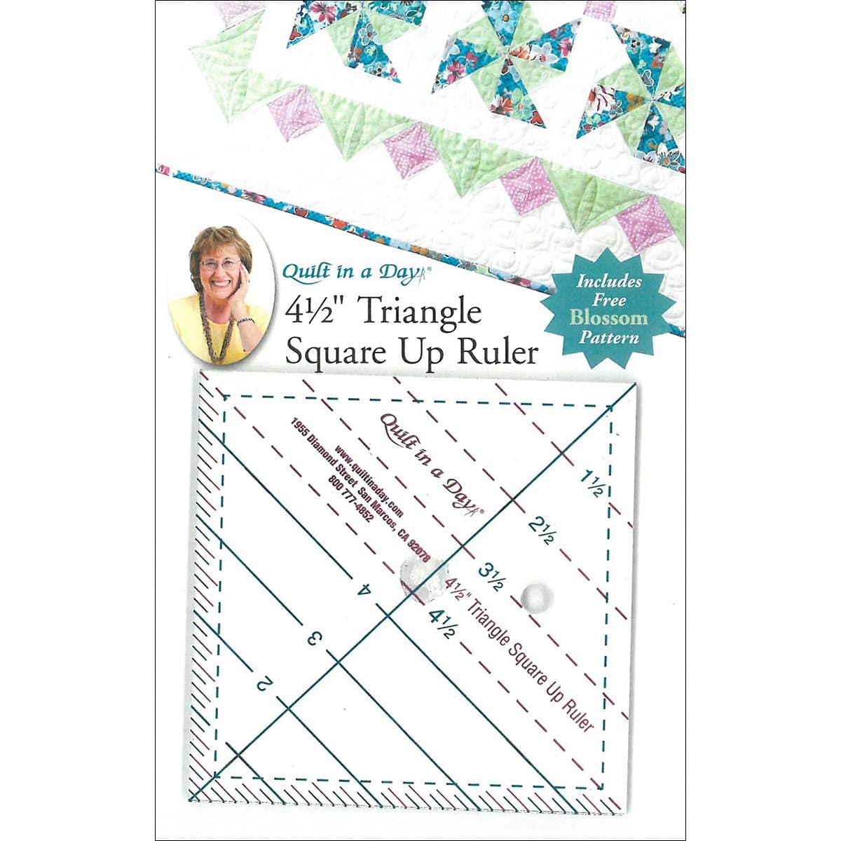 Quilt In A Day Triangle Square Up Ruler, 4.5" by 4.5"