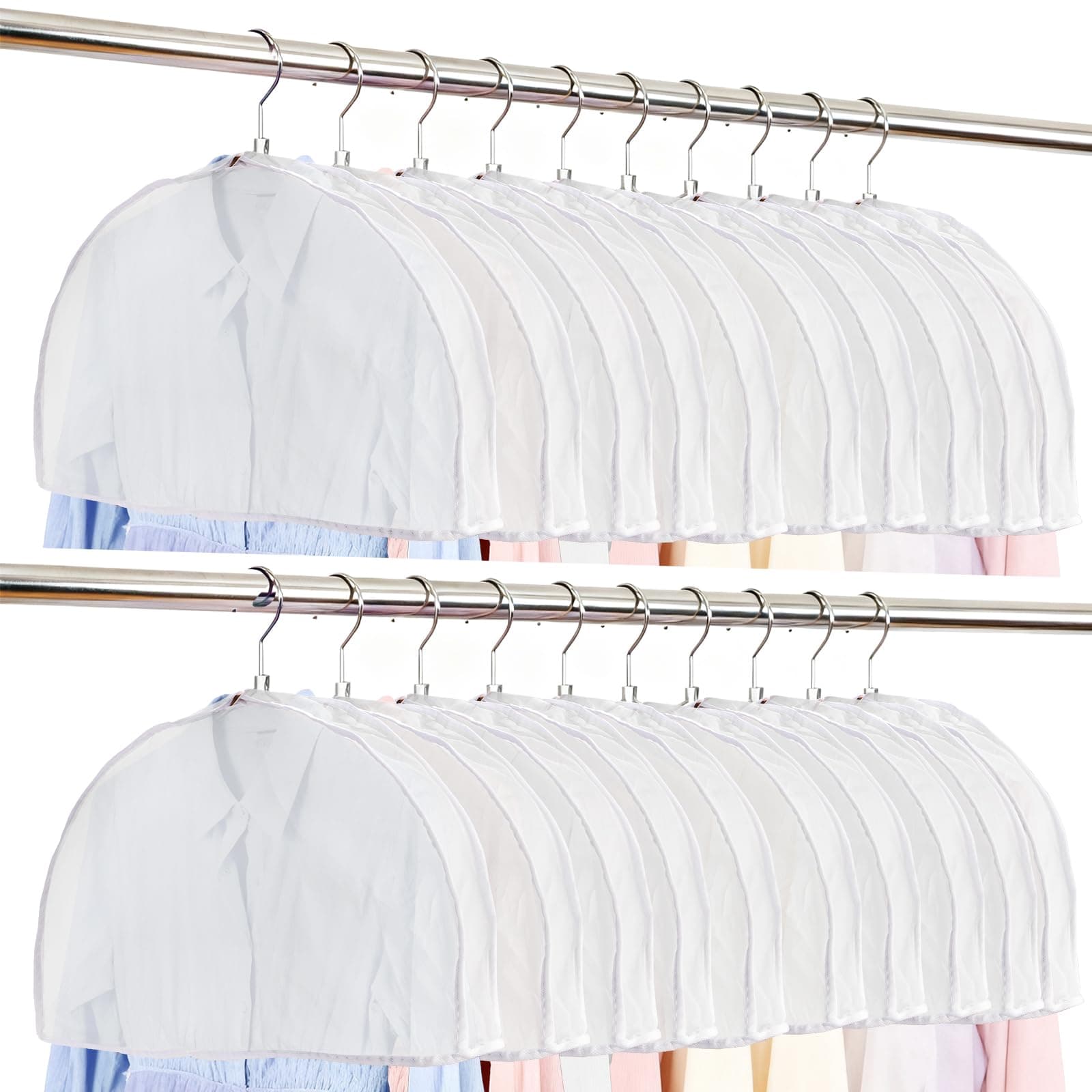 Foraineam 20 Pack Shoulder Covers Clothes Suit Protectors Breathable Garment Dust Covers for Suit, Coats, Jackets, Dress Closet Storage