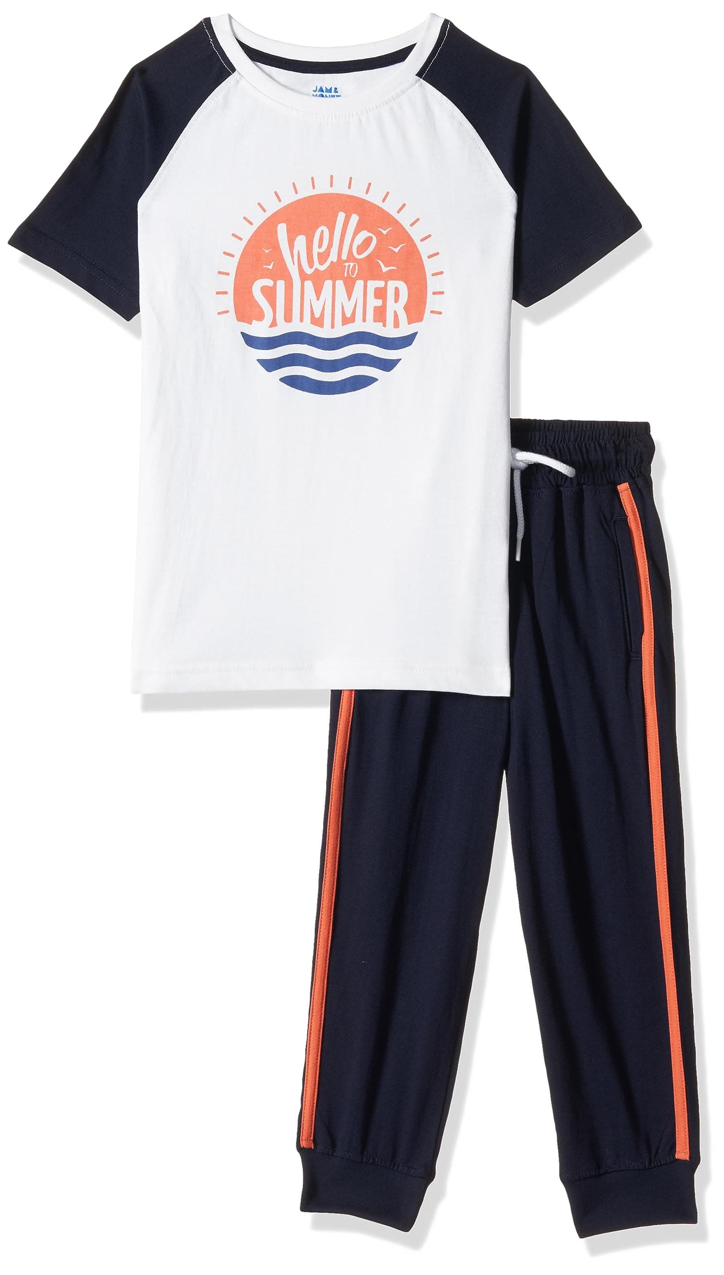 Amazon Brand - Jam & Honey Boys T-Shirt & Pyjama Set (JH-KB-SS22-SLP-501_Multi 1_6-7 Years)