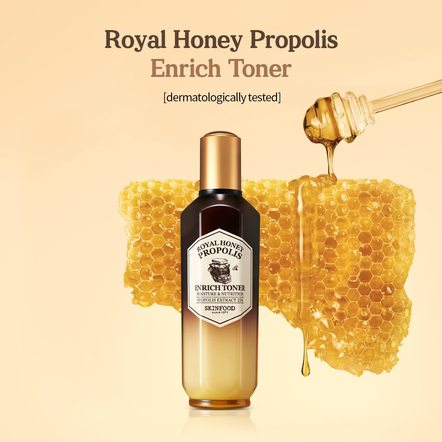 SKINFOOD Royal Honey Propolis Enrich Toner | Hydrating & Anti-Aging Facial Toner for Moisture Barrier Strengthening & Skin Nourishment | Korean Skincare | 160ml