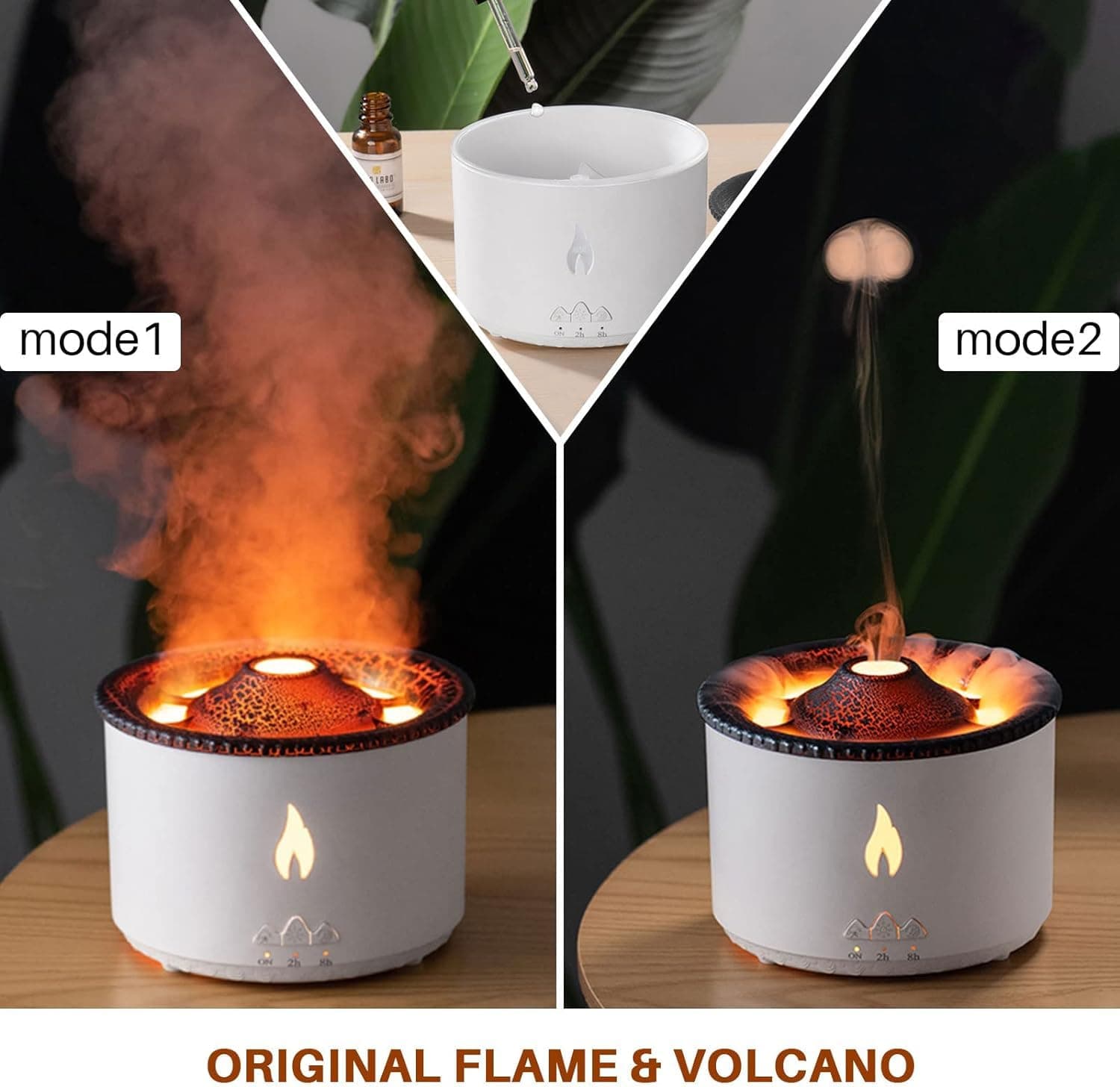 Dhyanut Oil Diffuser with Flame Light Cool Mist Humidifier with 2 Mist Modes Timer and Auto-Off Safety Protection Quiet Diffusers for Aromatherapy Essential Oil for Home Office SPA Yoga | Plastic