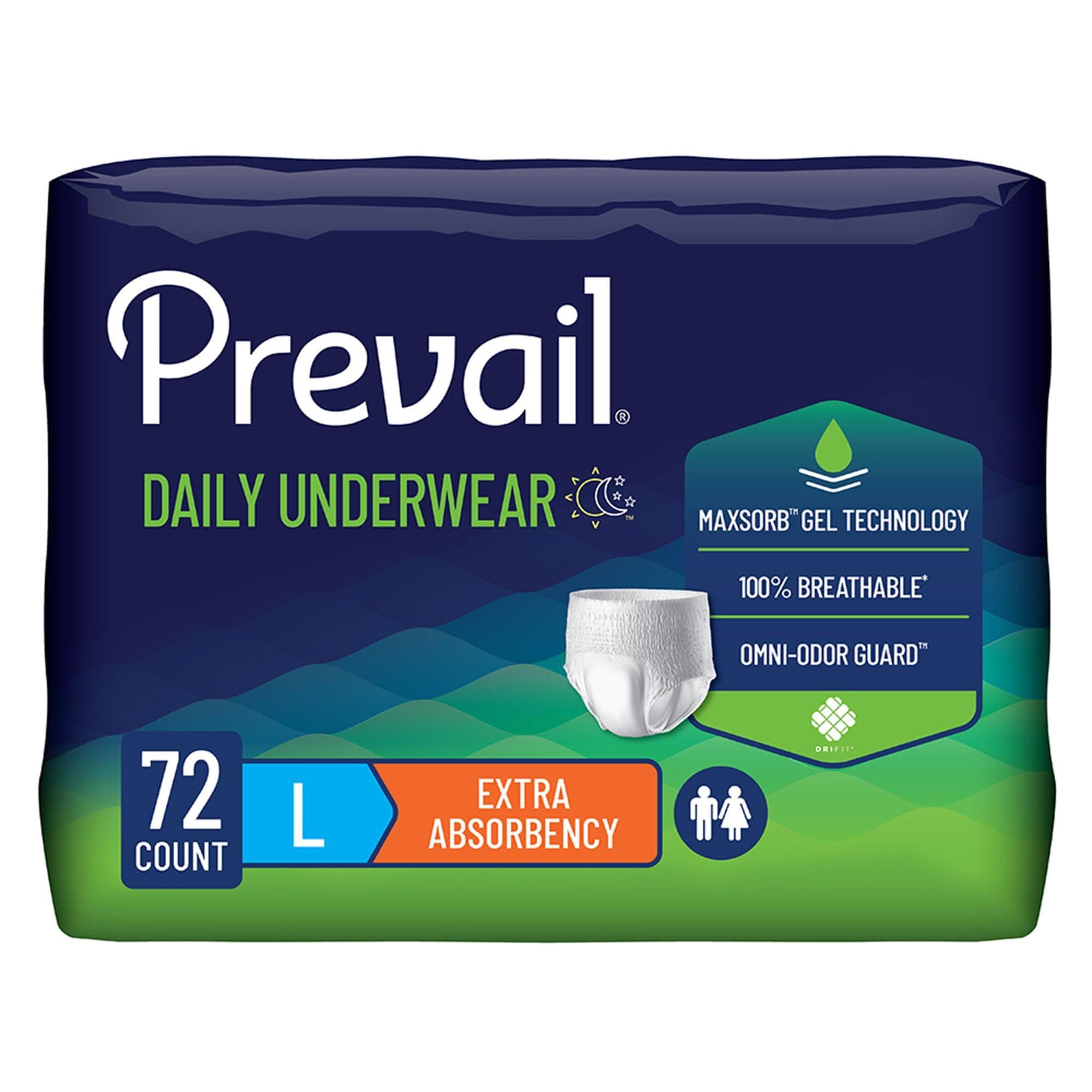 First Quality Products Prevail Pv-513 Extra Pull-On Brief Large - 72 Per Case