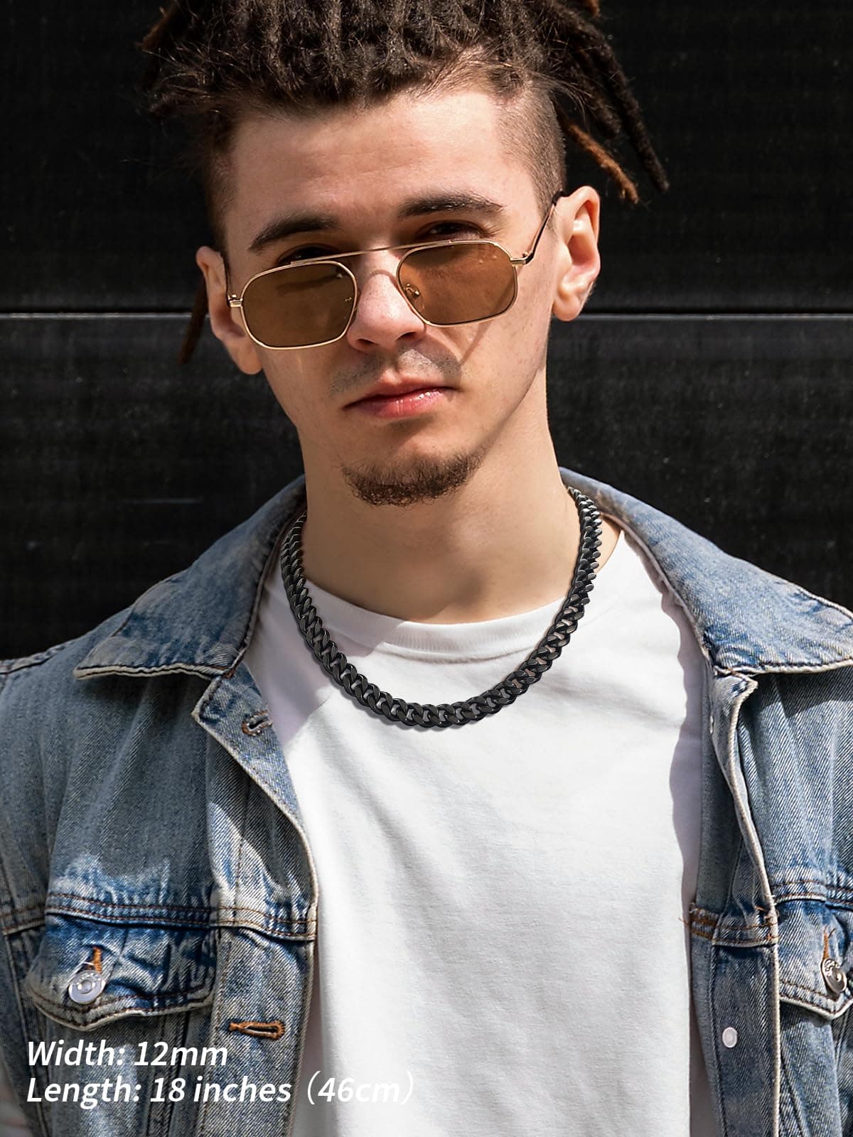 FindChic Men Curb Chain Necklace 18K Gold Plated/Stainless Steel/Black Chunky Hip Hop Neck Link Chains for Men Boys 5MM 7MM 9MM 12MM 14''-30'' 8 Length Options + Gift Box