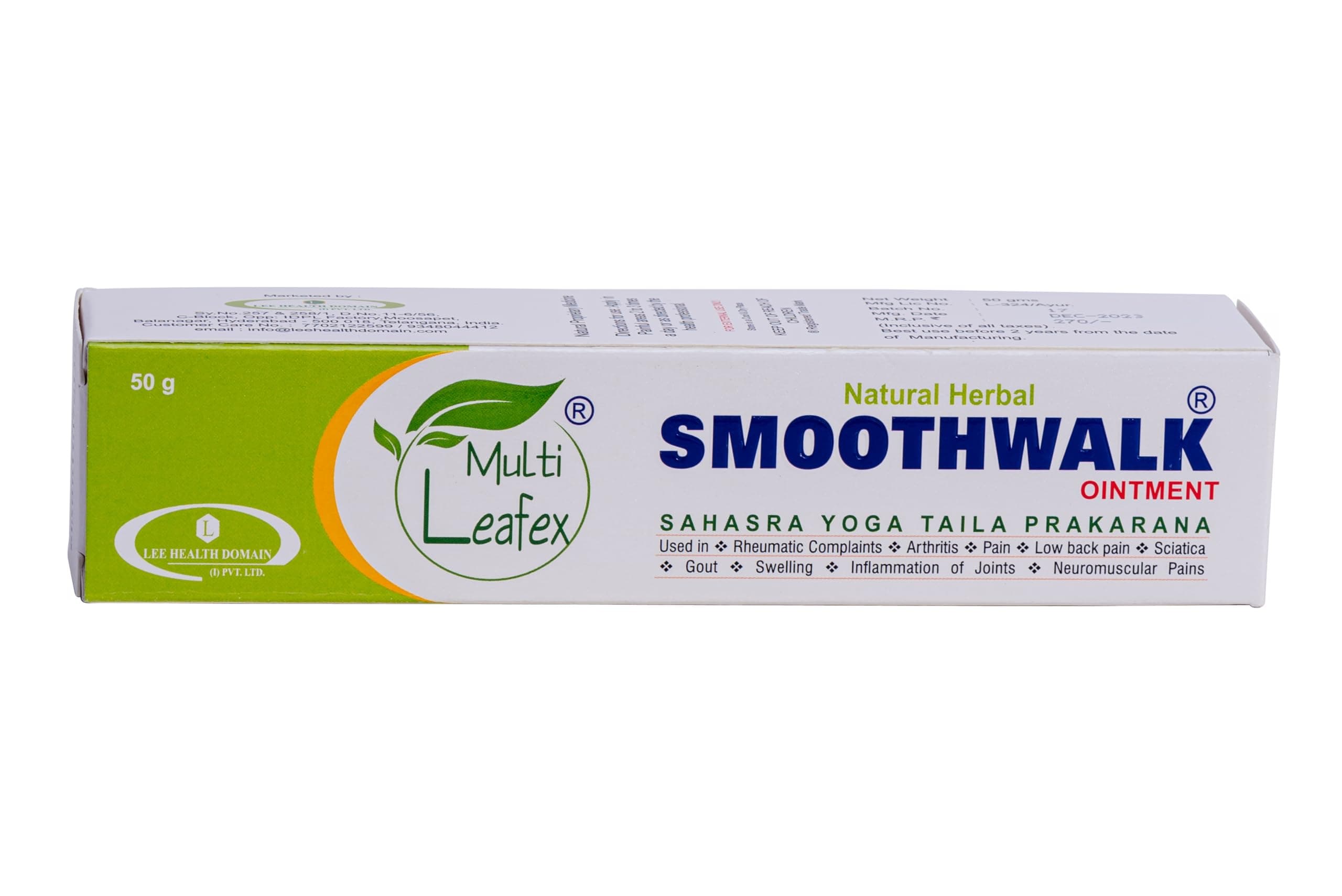 MULTILEAFEX Smoothwalk Ointment 50Gm, Knee Pain, Joint Pain, Suitable For Back Pain & Shoulder,Arthritis Related Pain, Muscle Pain100% Ayurvedic Formula