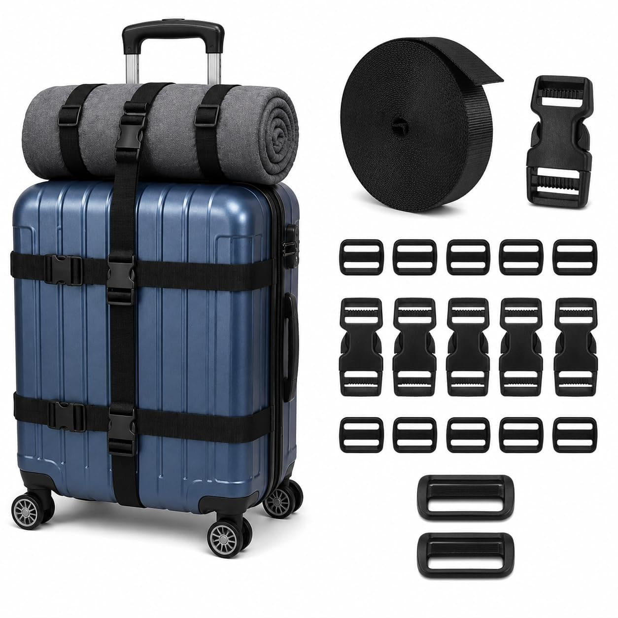 DAZZLIQ Multipurpose 6 Buckles Luggage Straps for Suitcases Bag Strap Buckle for Straps Buckle for Bags Suitcase Locking Buckles and Straps Bag Slide Clips Luggage Strap Luggage Belt Strap