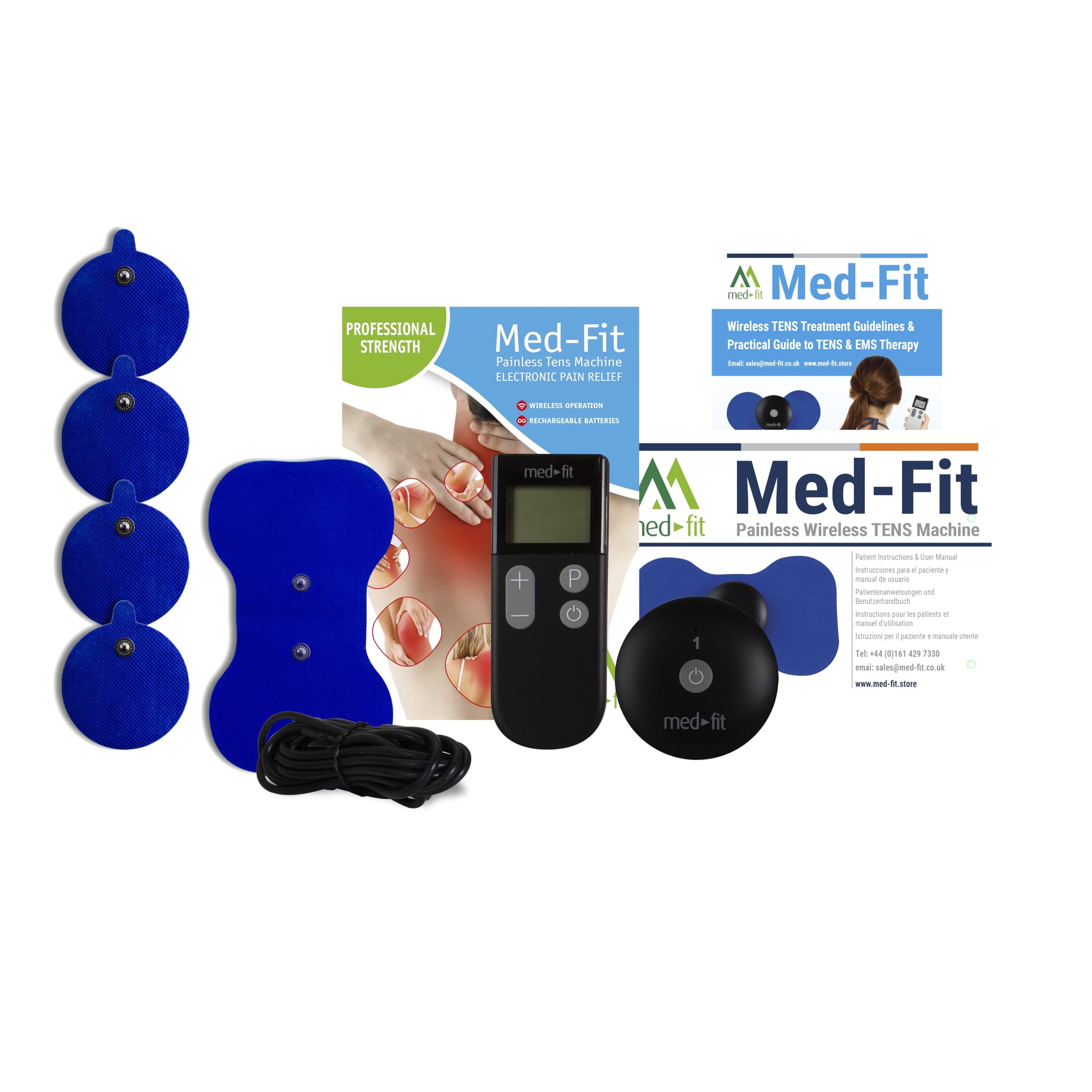 Med-Fit Painless Rechargeable Mini Tens & EMS Mini-Wireless Digital Tens & Muscle Stimulator Requires No Batteries Or Professional Drivers Strength