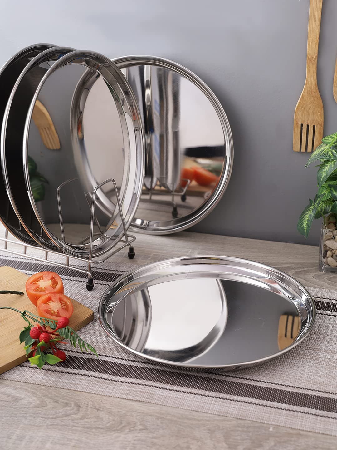 Neelam Stainless Steel 13, 22 Gauge Buffet Plate, 30 cm, Silver, Set of 12, Durable, Elegant Round Plates for Serving, Parties, Special Occasions, Long-Lasting, Easy to Clean & Maintain, Sliver