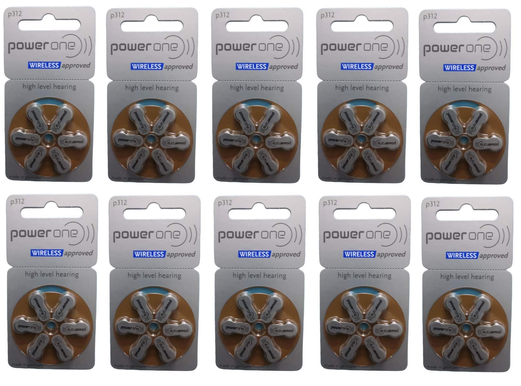 Power One Hearing Aid Battery Size 312,60 Batteries