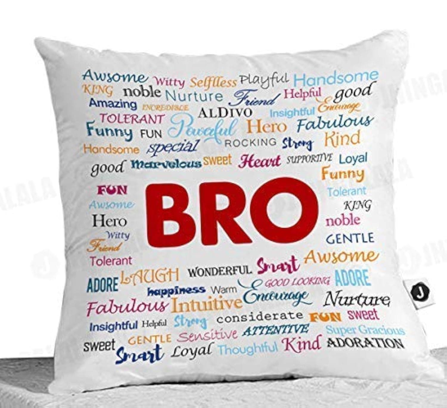Jhingalala ® Printed Cushion Cover Gift for Brother, Bro Printed Printed Cushion Cover (12 x 12 Inch) with Free Cushion Filler for Raksha Bandhan, Birthday
