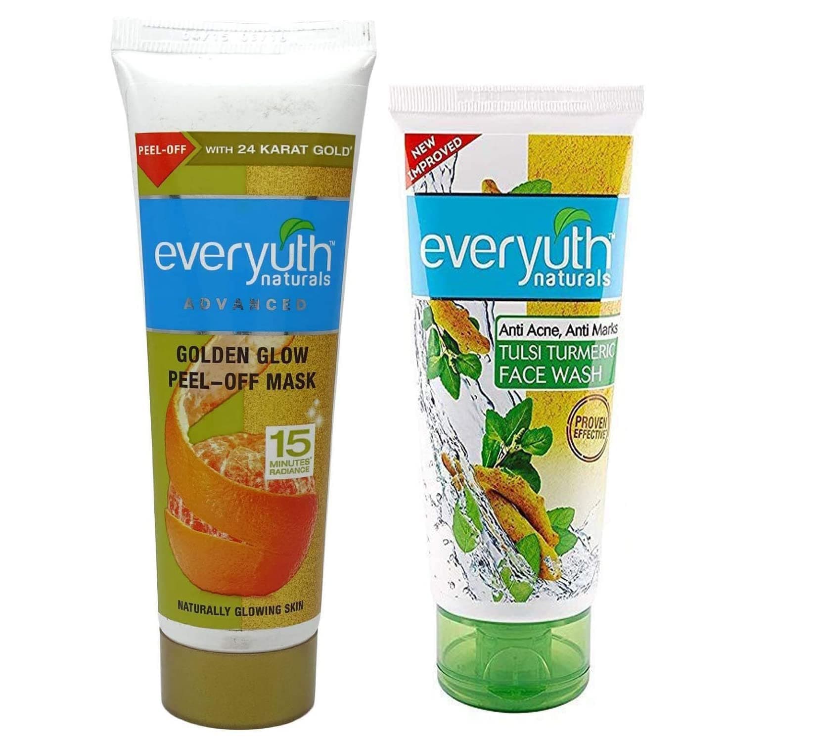 Everyuth Advanced Golden Glow Peel-off Mask, 90gm and Tulsi Turmeric Face Wash, 50g, Combo Pack