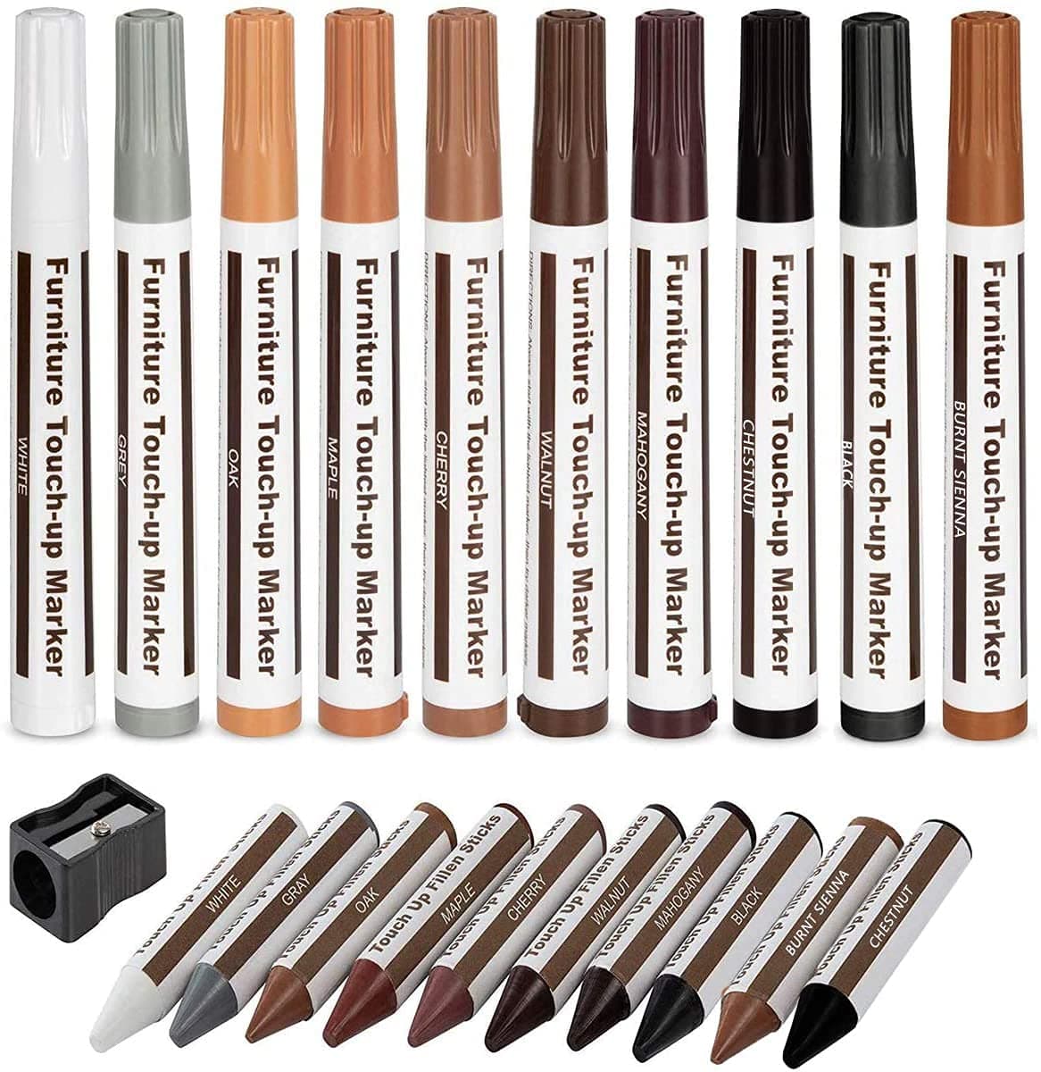 Furniture Repair Kit Wood Markers Wax Sticks,for Stains, Scratches, Floors, Tables, Desks, Bedposts, Touch Ups, and Cover Ups(21)