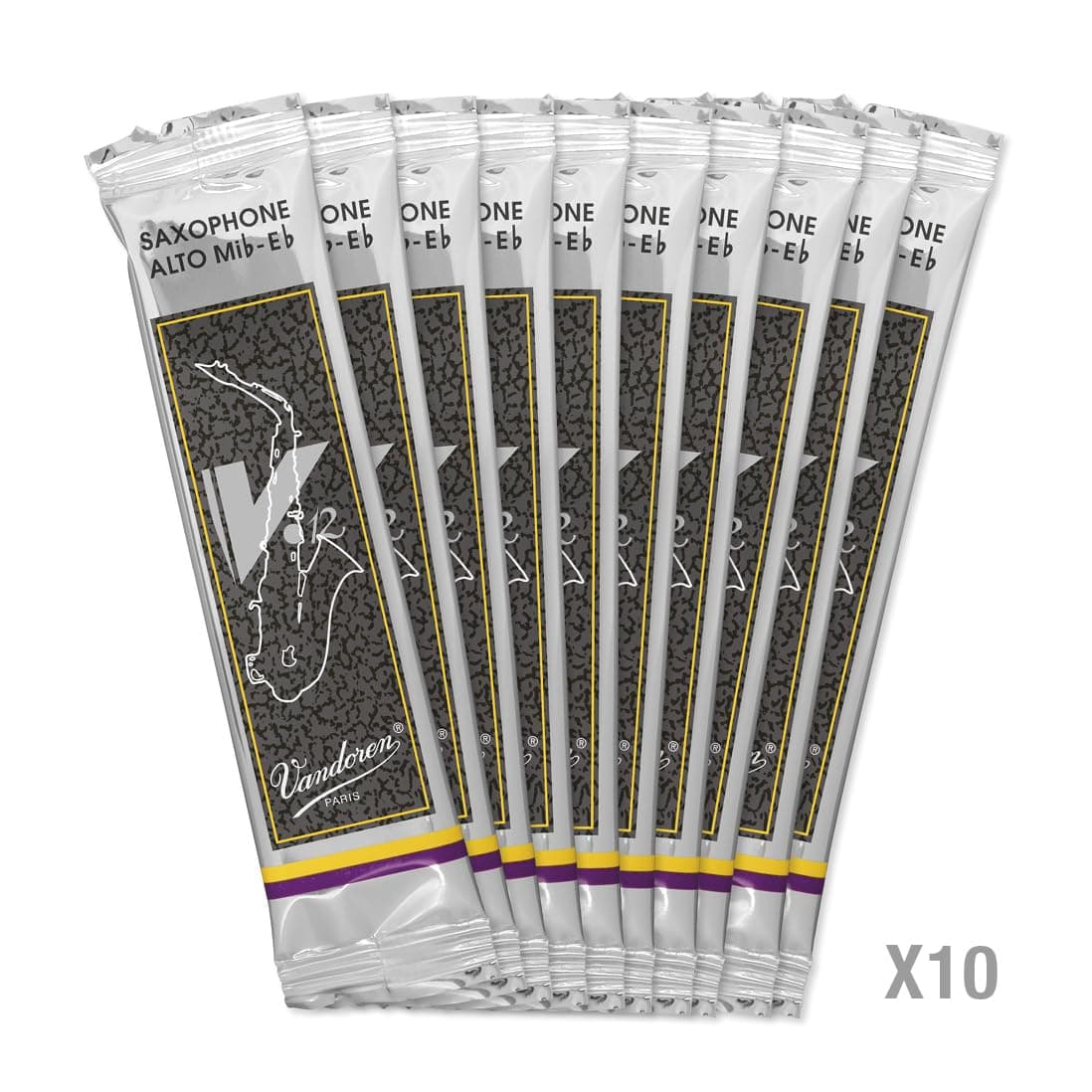Vandoren SR6125 Reed V12, Alto Saxophone, 2.5 - Pack of 10