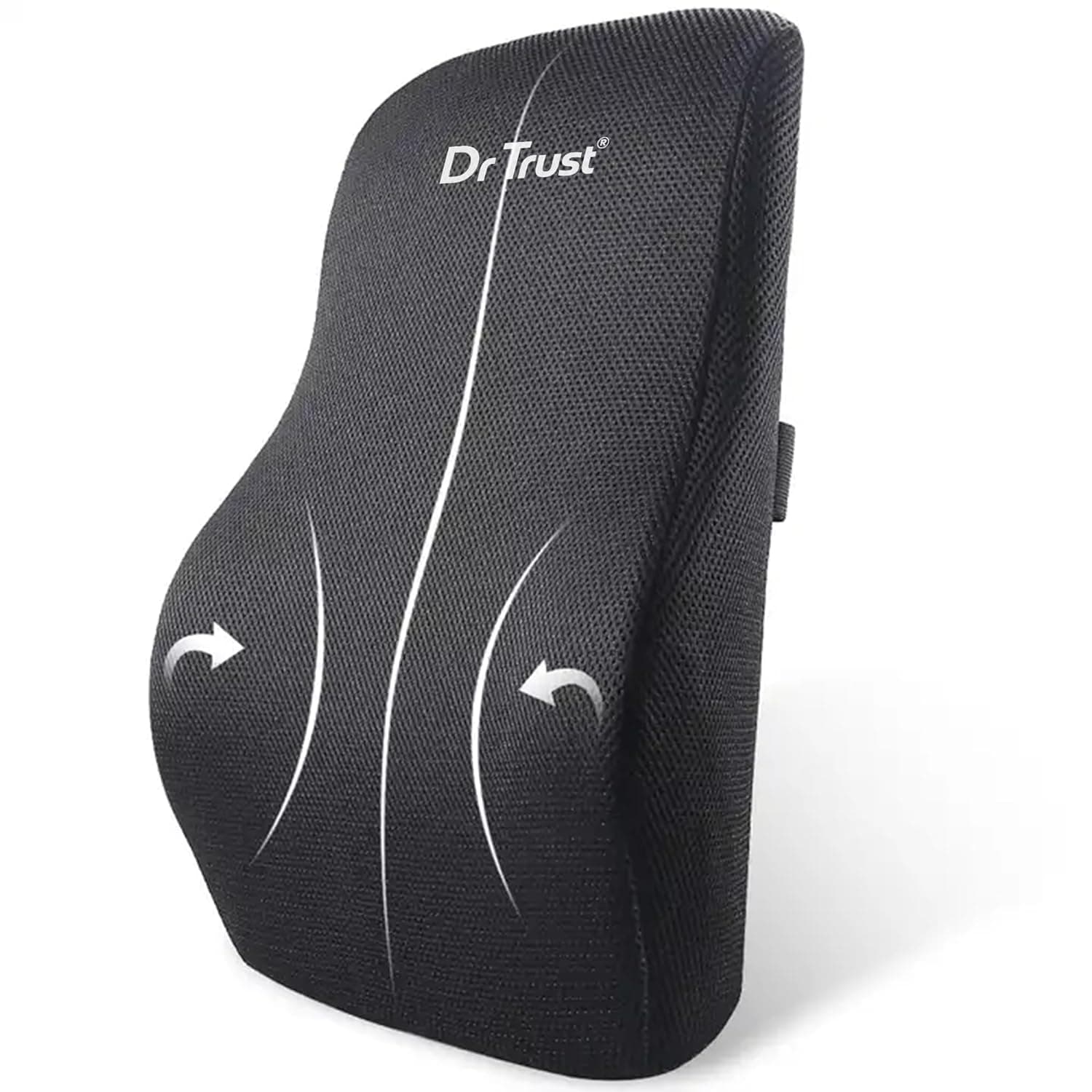 Dr Trust Usa Backrest For Car Seat, Office Chair To Sit Up Right, Orthopaedic Memory Foam Cushion/Pillow Back Pain Relief, Lumbar Support, Spine Alignment, And Posture Correction - 360, Black