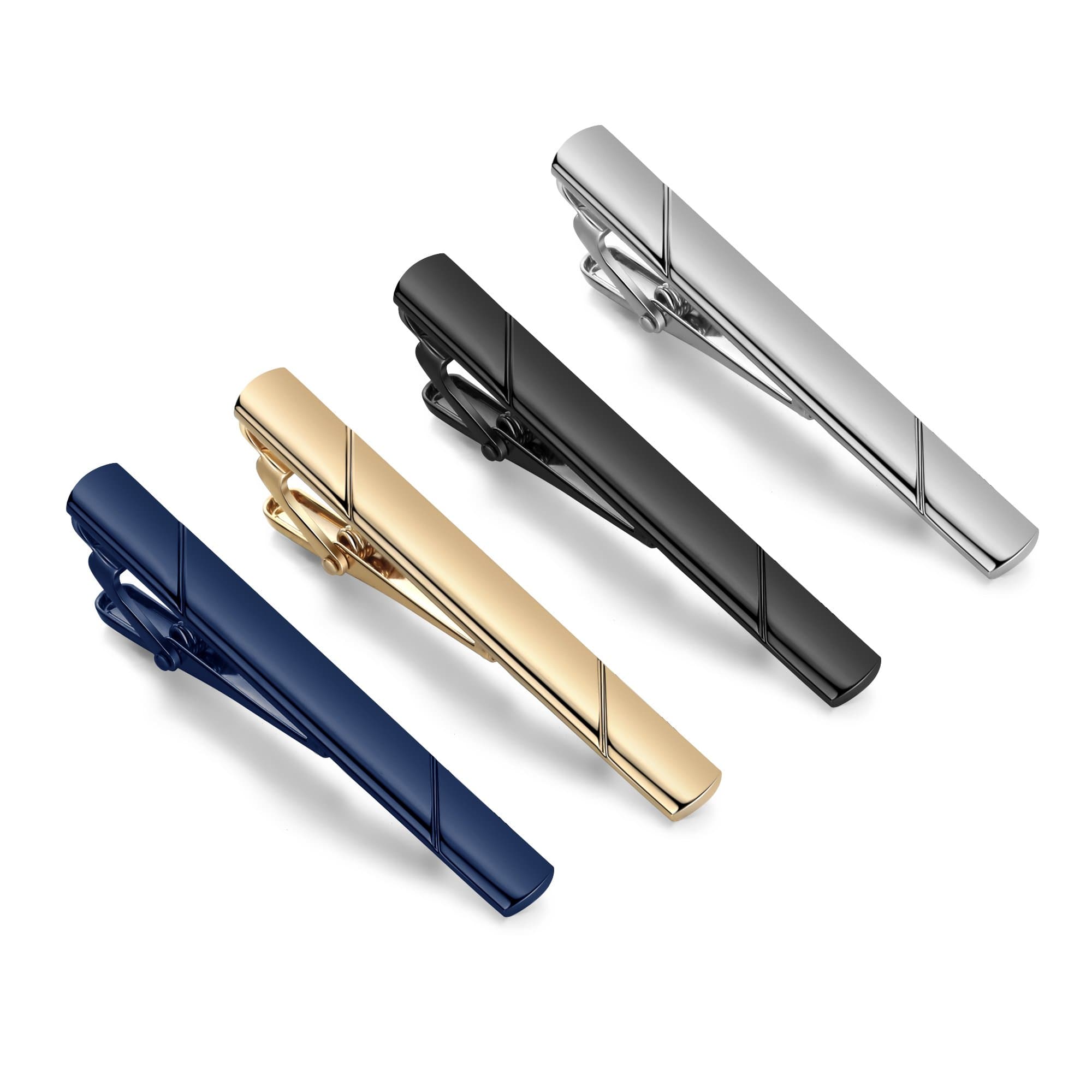 SEVENSTONE SEVENSTONE 4 Pcs Tie Clips for Men Tie Pin Set Ties Necktie Wedding Business Bar Clips