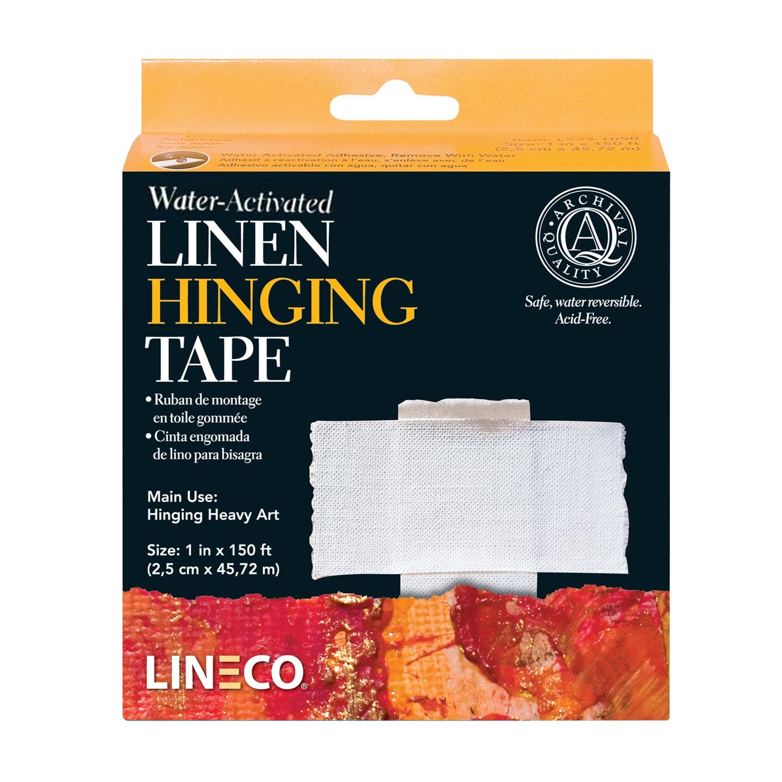 Lineco Acid-Free Gummed Linen Tape 1 in. x 50 yd. roll white linen tape