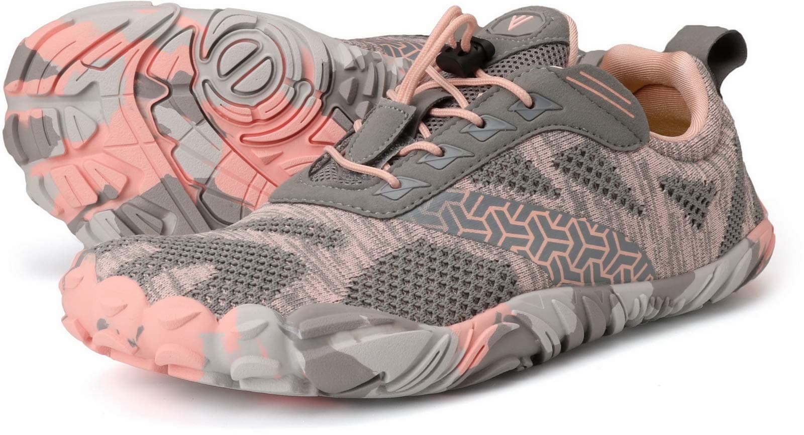 JOOMRA Womens Trail Running Minimalist Barefoot Shoes Size 7 Autumn Athletic Wide Gym Trekking Jogging Toes Ladies Hiking Barefoot Sneakers Grey Pink 37