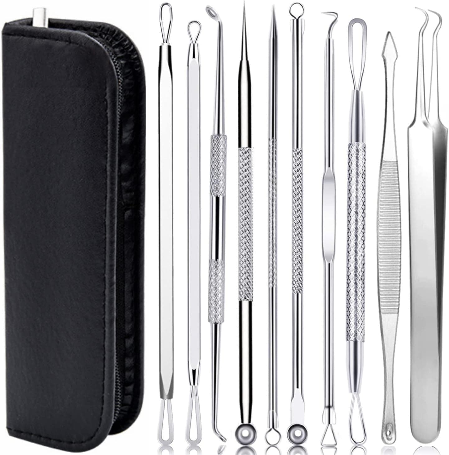 AIBEE Pimple Popper Tool Kit,10PCS Blackhead Remover Comedone Extractor Tools Kit for Acne, Blackhead,Whitehead, Pimples, Zit Removal Tool on Nose Face Skin