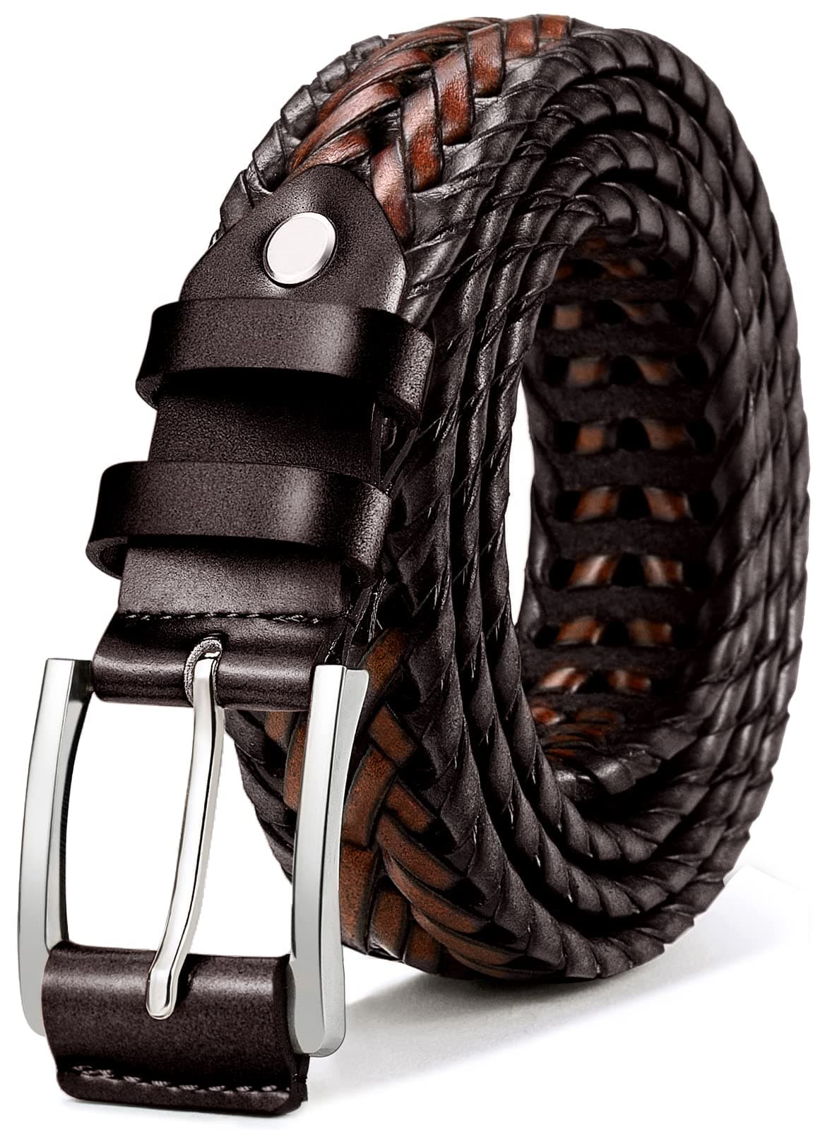Mens Belts,Bulliant Leather Woven Braided Belts for Men Casual Jeans Golf,Anyfit,Gift Boxed