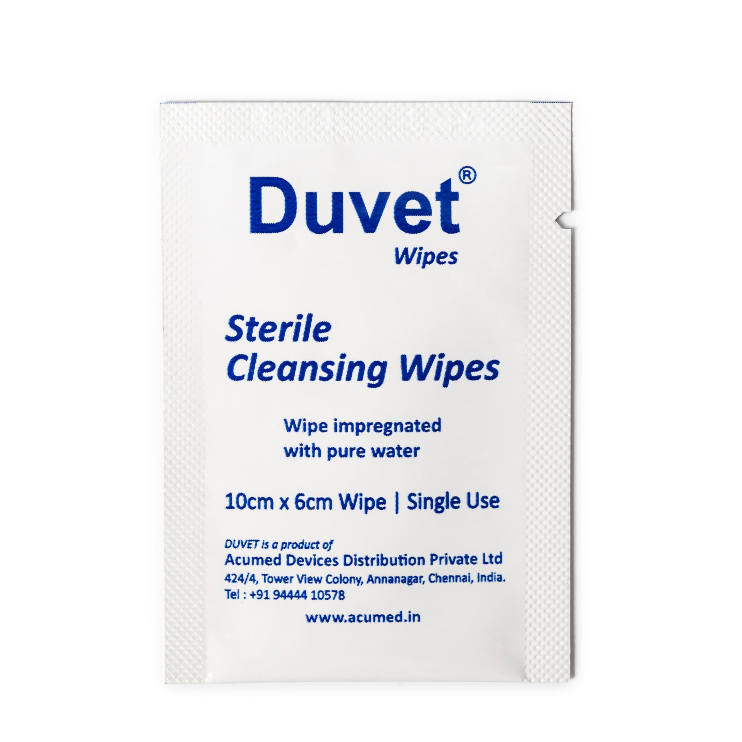 Duvet Wipes Sterile Cleansing Wipes Impregnated With Purified Water, 2 Boxes Containing 48 Individually Wrapped Wipes