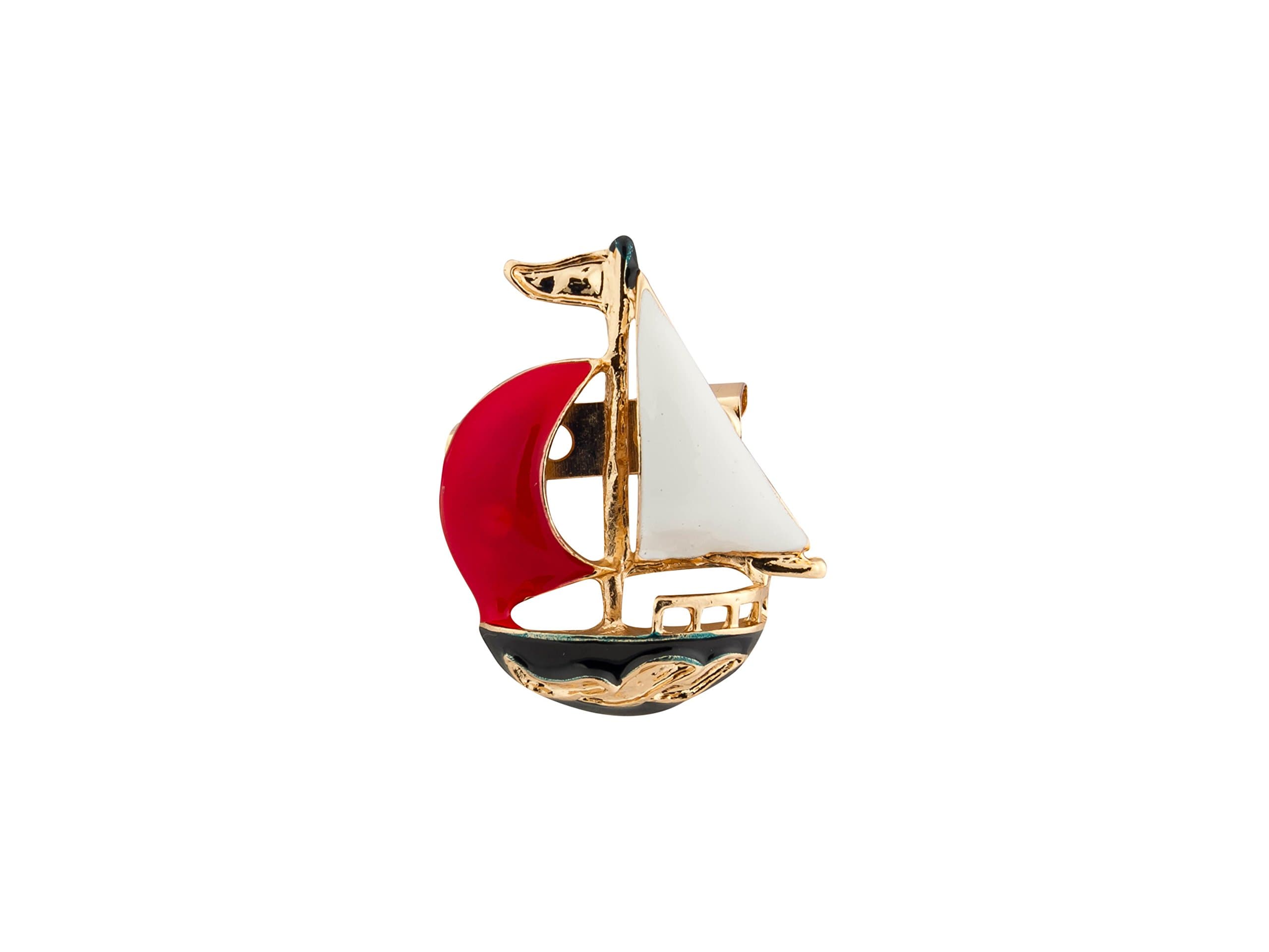 Knighthood Red Metal Sail Boat Lapel Pin Suit Collar Accessories Brooch for Men