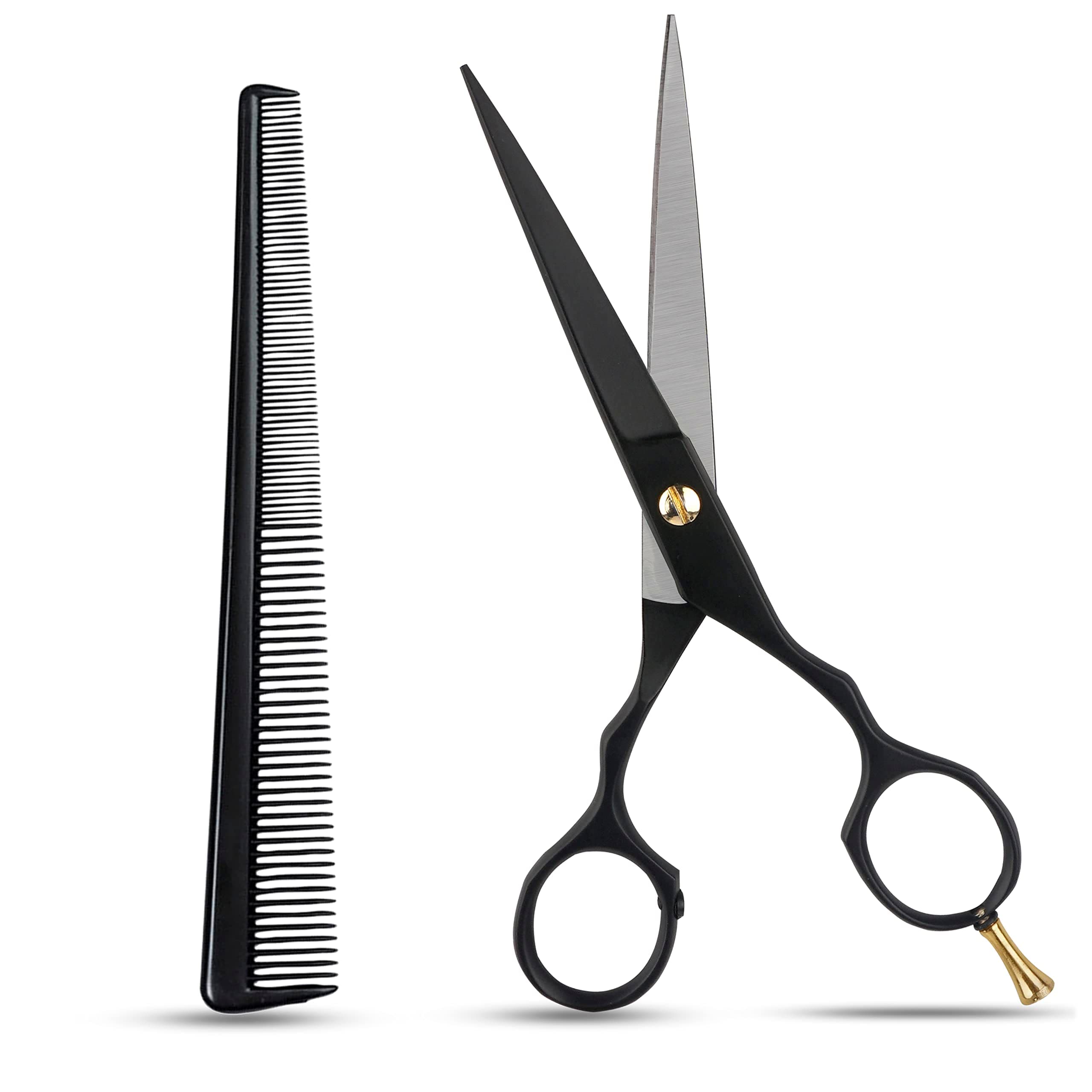 Beauty & Crafts- 7’’ Professional J2 420C Japanese Steel Hair Cutting Scissors- Sharp Edged Barber Haircut Scissors with adjustable Tension key & Leather pouch -Hair cutting shears for Men/Women