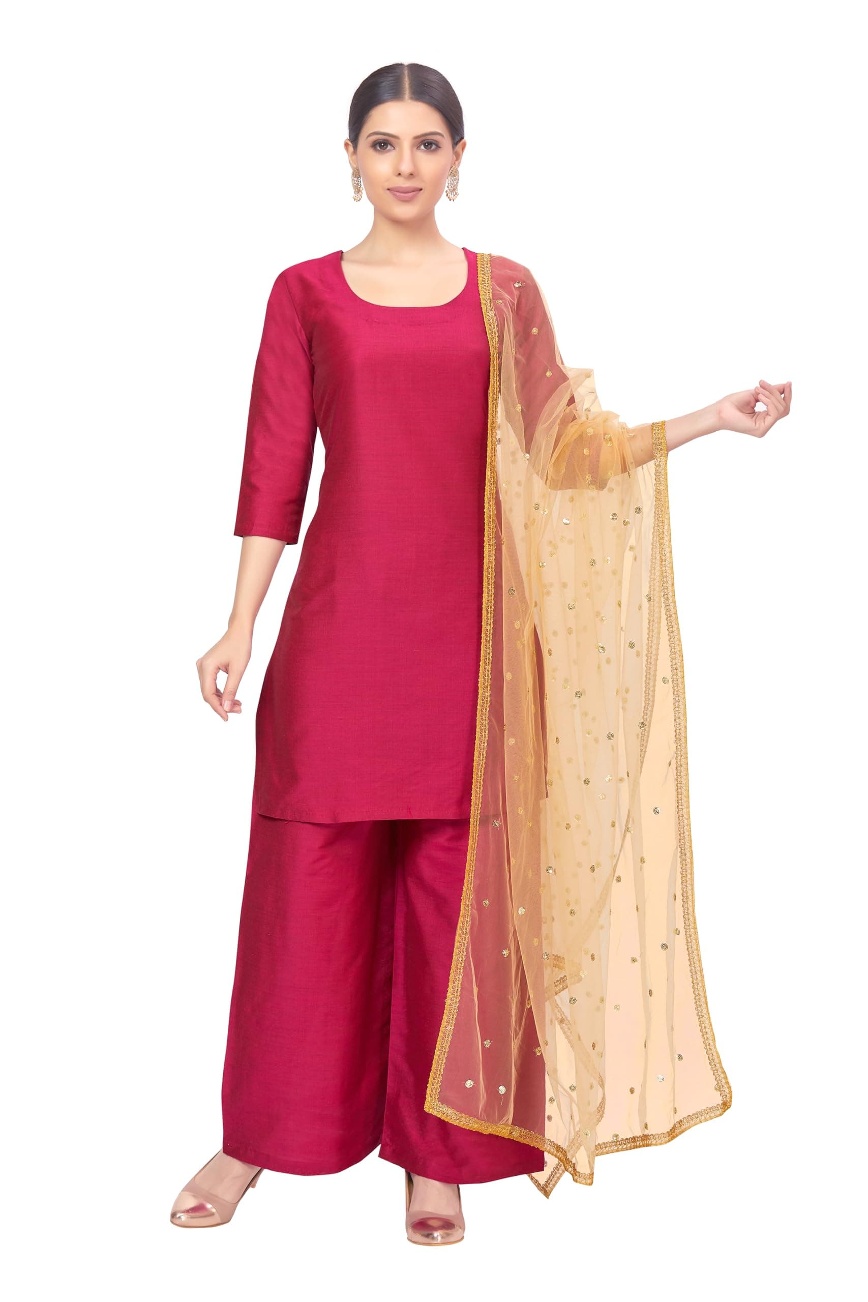 Studio Shringaar Women's Net Embroidered Full Size Dupatta (42" X 2.50 Meters) (Purple)