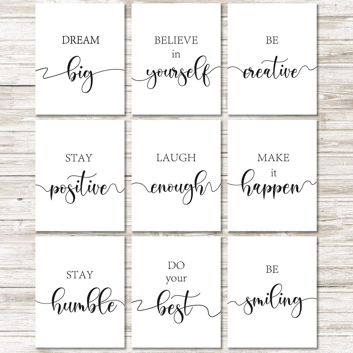 Outus 9 Pieces Inspirational Quote Wall Art Posters Motivational Quote Phrases Art Print Poster Unframed Positive Posters , Black and White