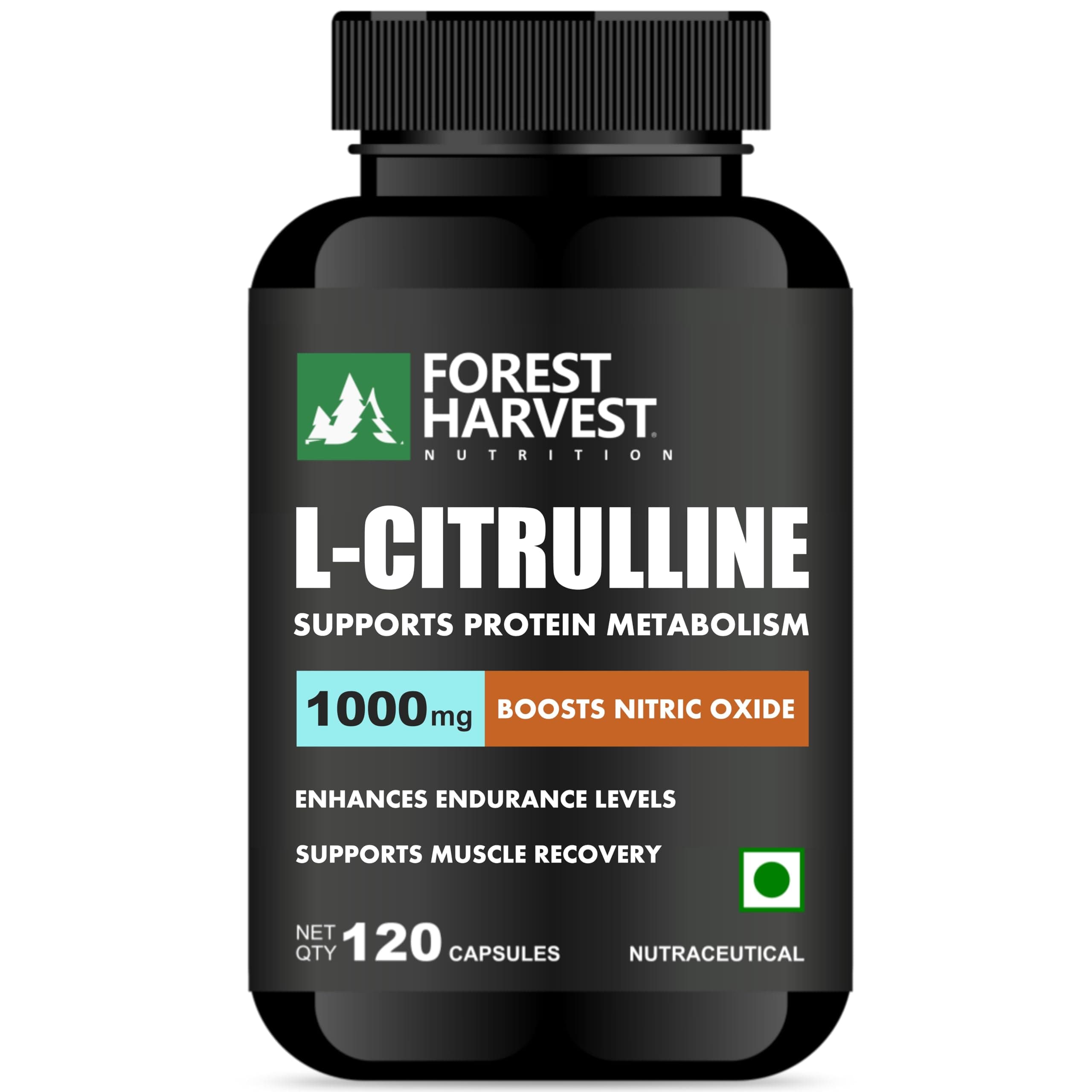 Forest Harvest L-Citrulline | 120 Veg Capsules | 1000 mg per Serving | WHO-GMP, HACCP & ISO Certified