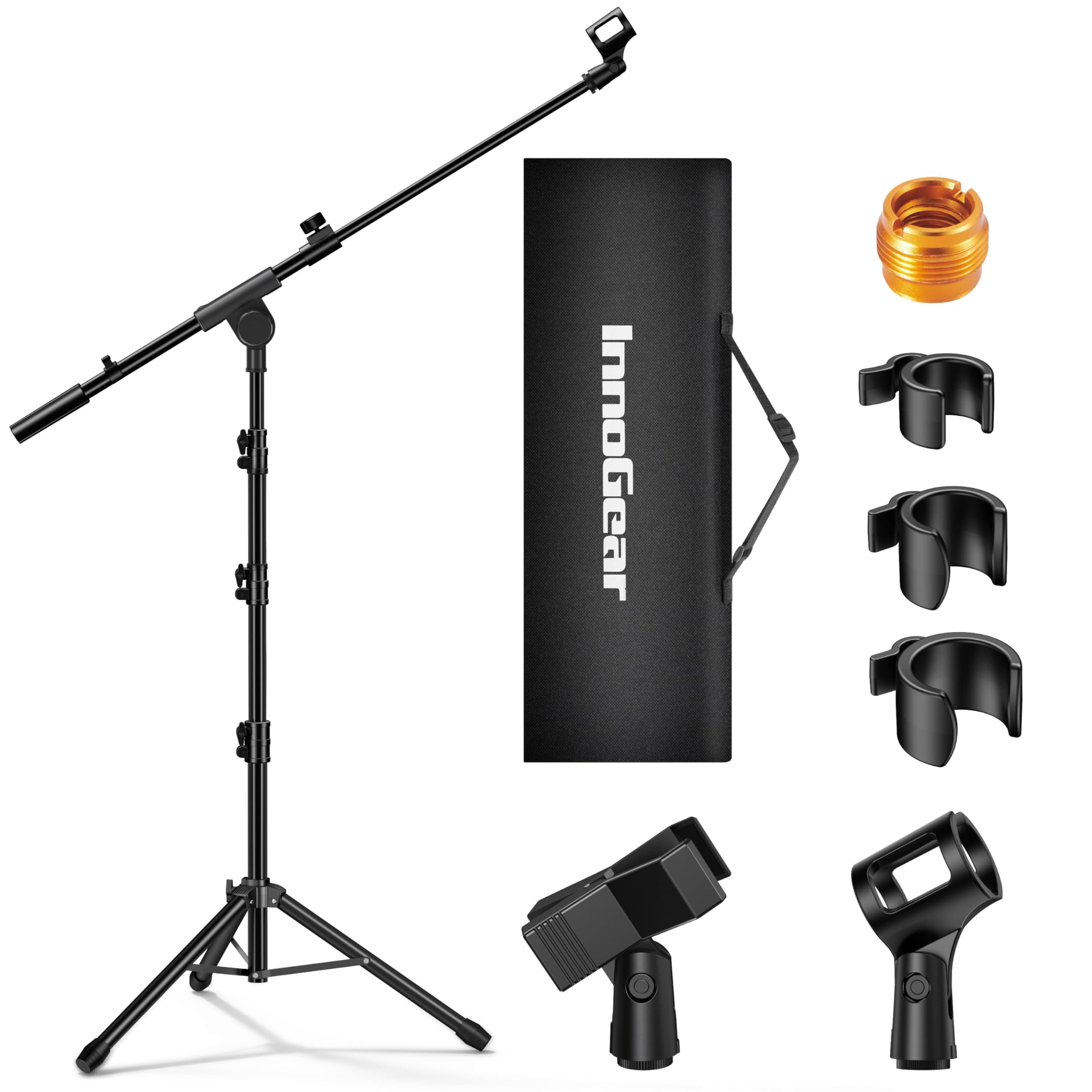 InnoGear Mic Stand Tripod Boom Arm Floor Microphone Stand Height Adjustable