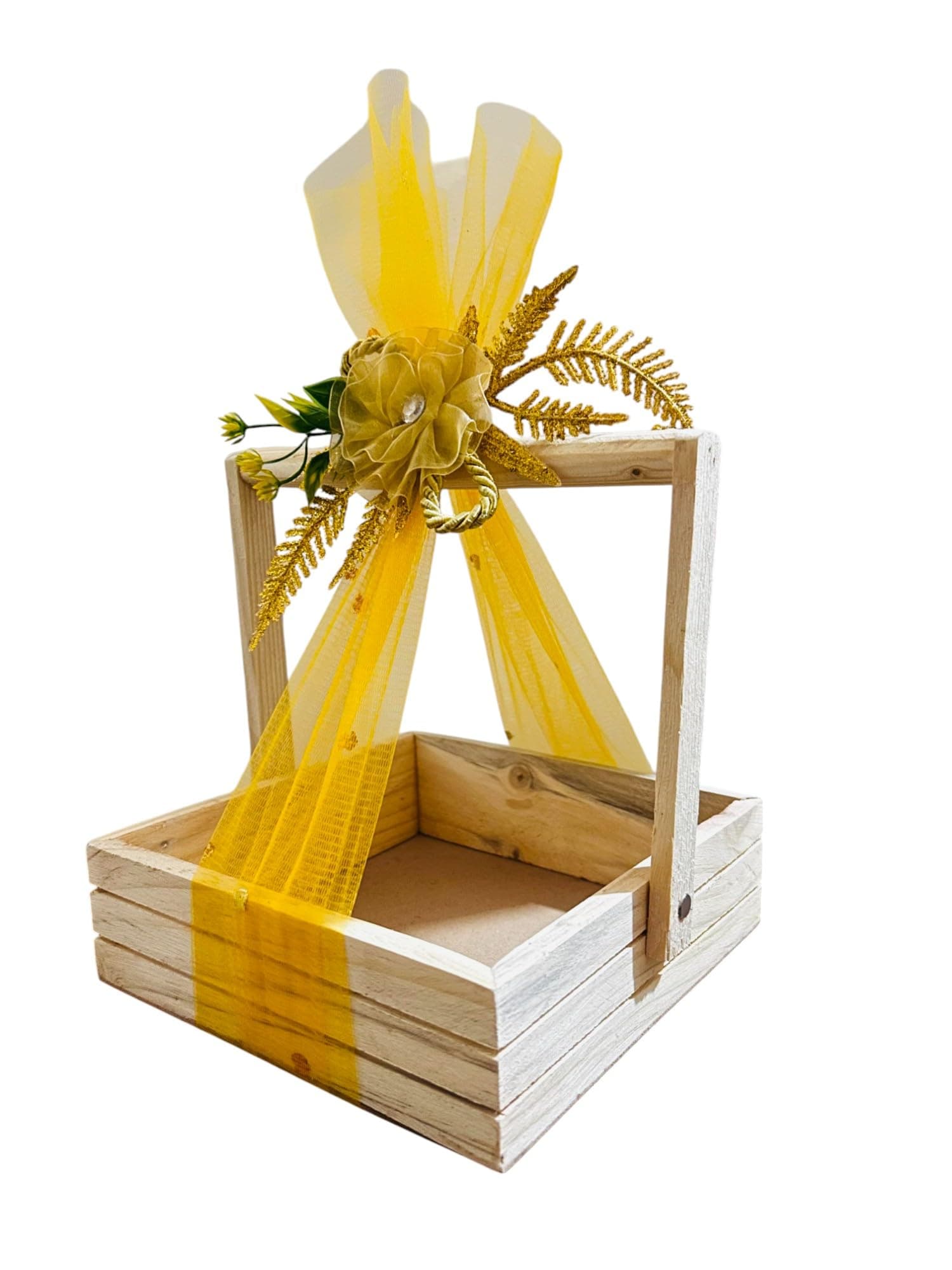 Pinewood Gift Packaging Basket with Handle