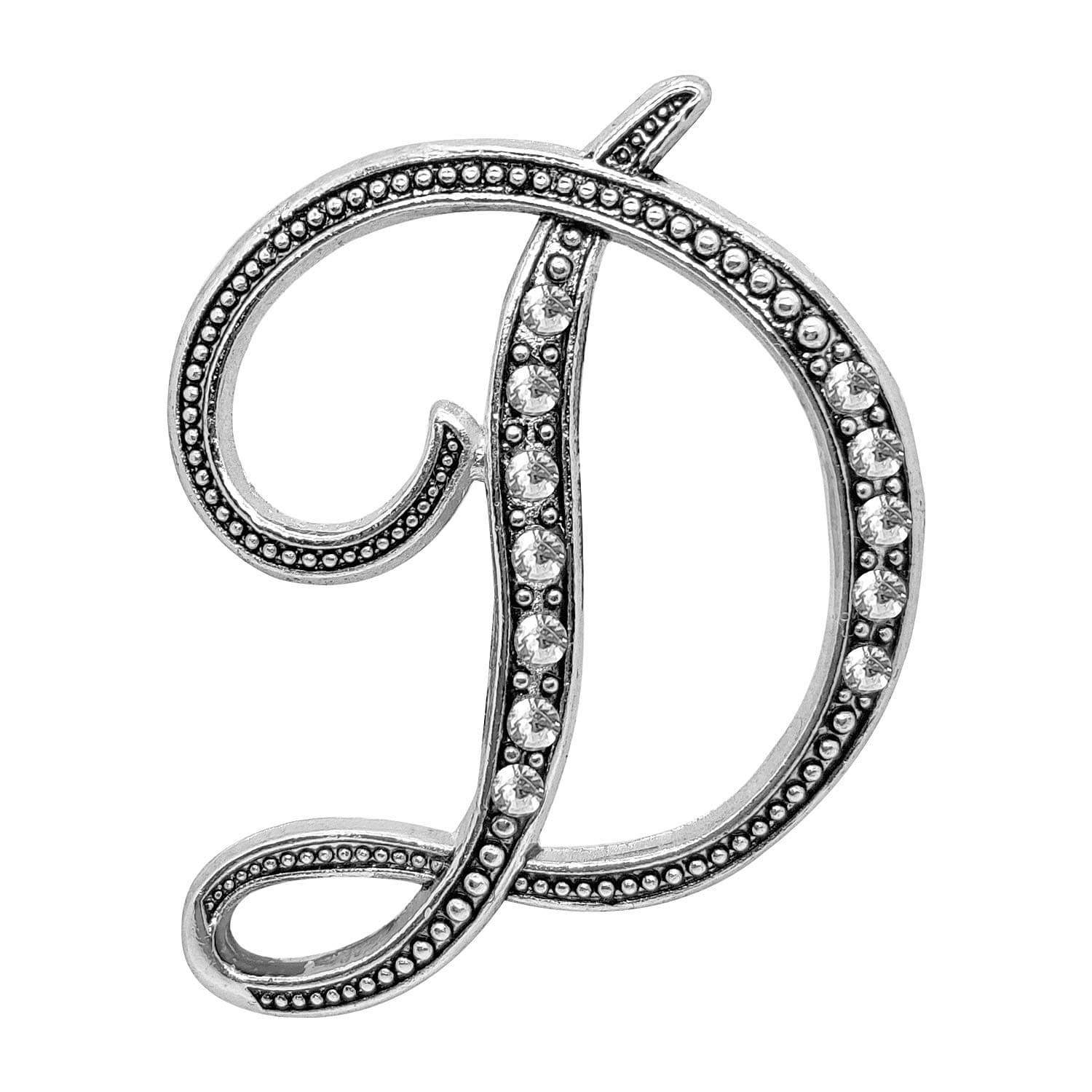 FURE D Initial Metal Brooch (Antique Rhodium) for Men & Women